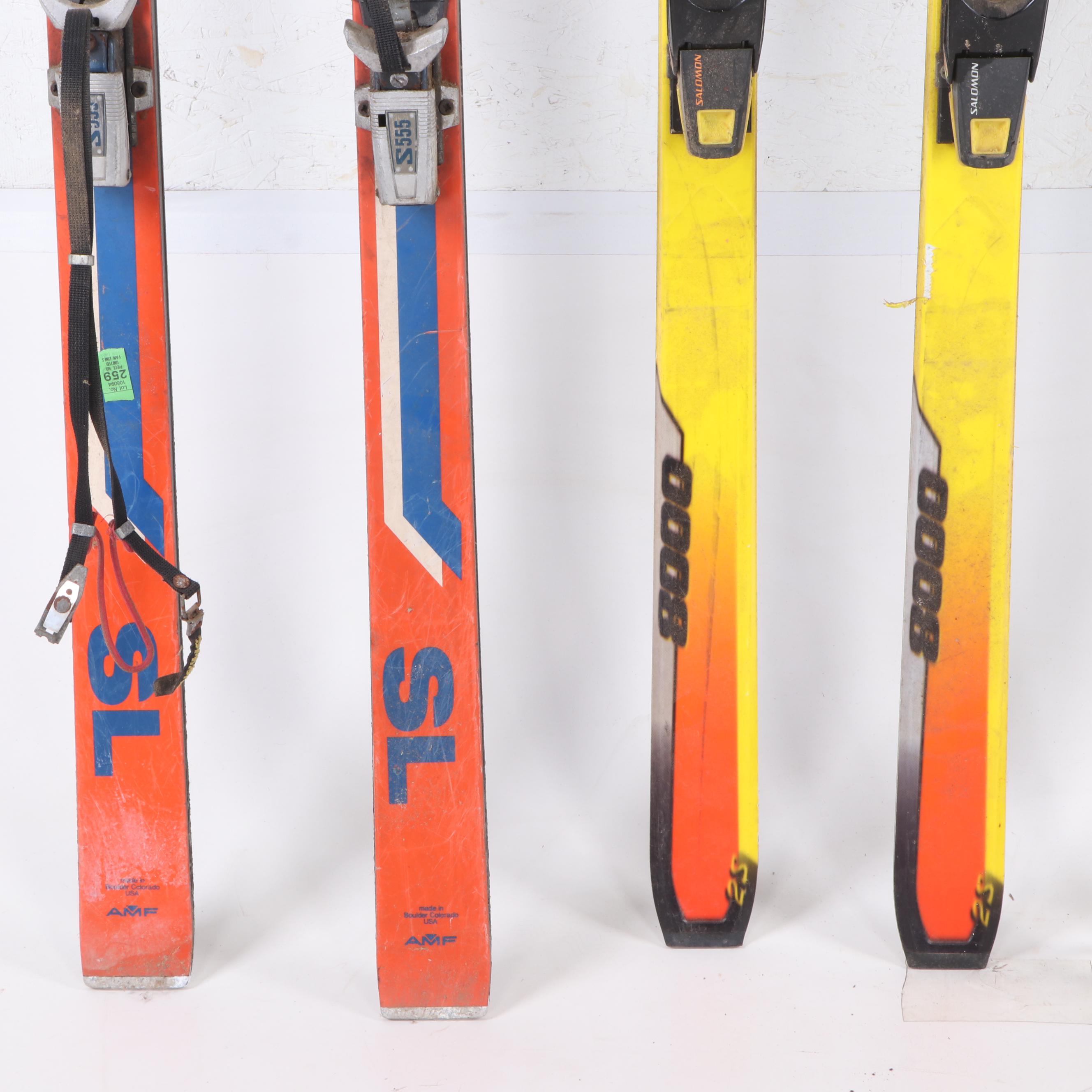 Salomon 8000 and Head Comp SL Skis with Poles