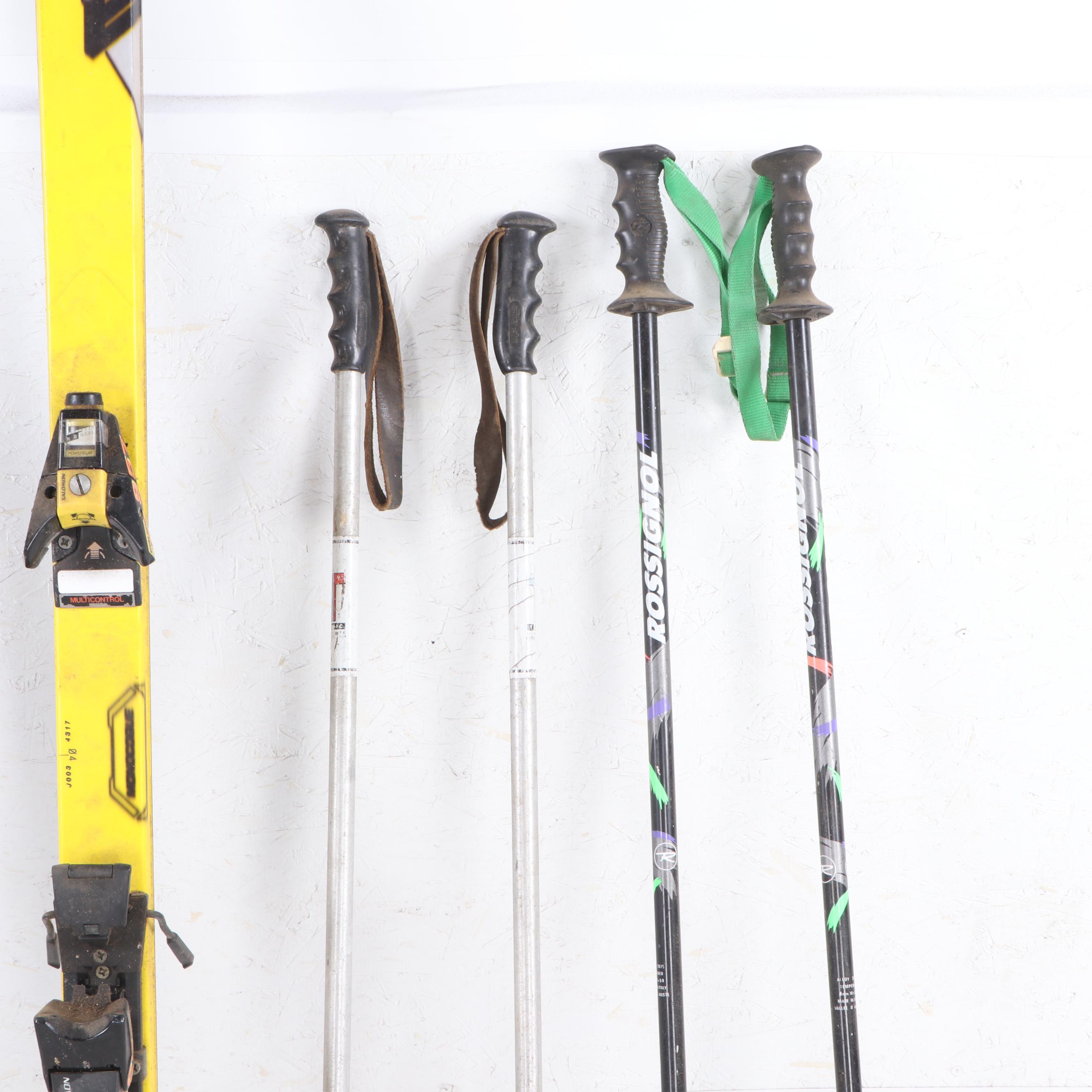 Salomon 8000 and Head Comp SL Skis with Poles
