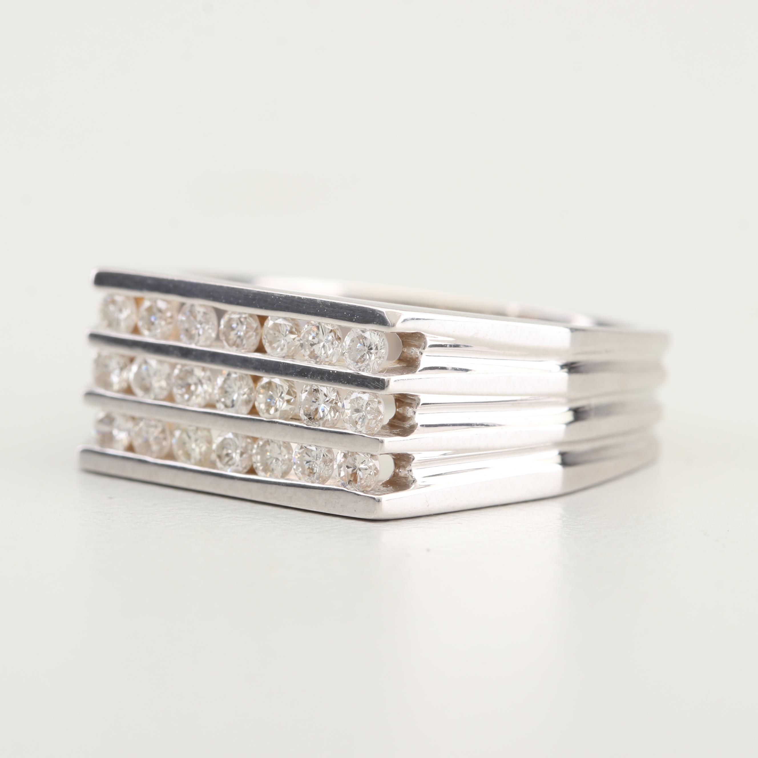 14K White Gold and Diamond Ring