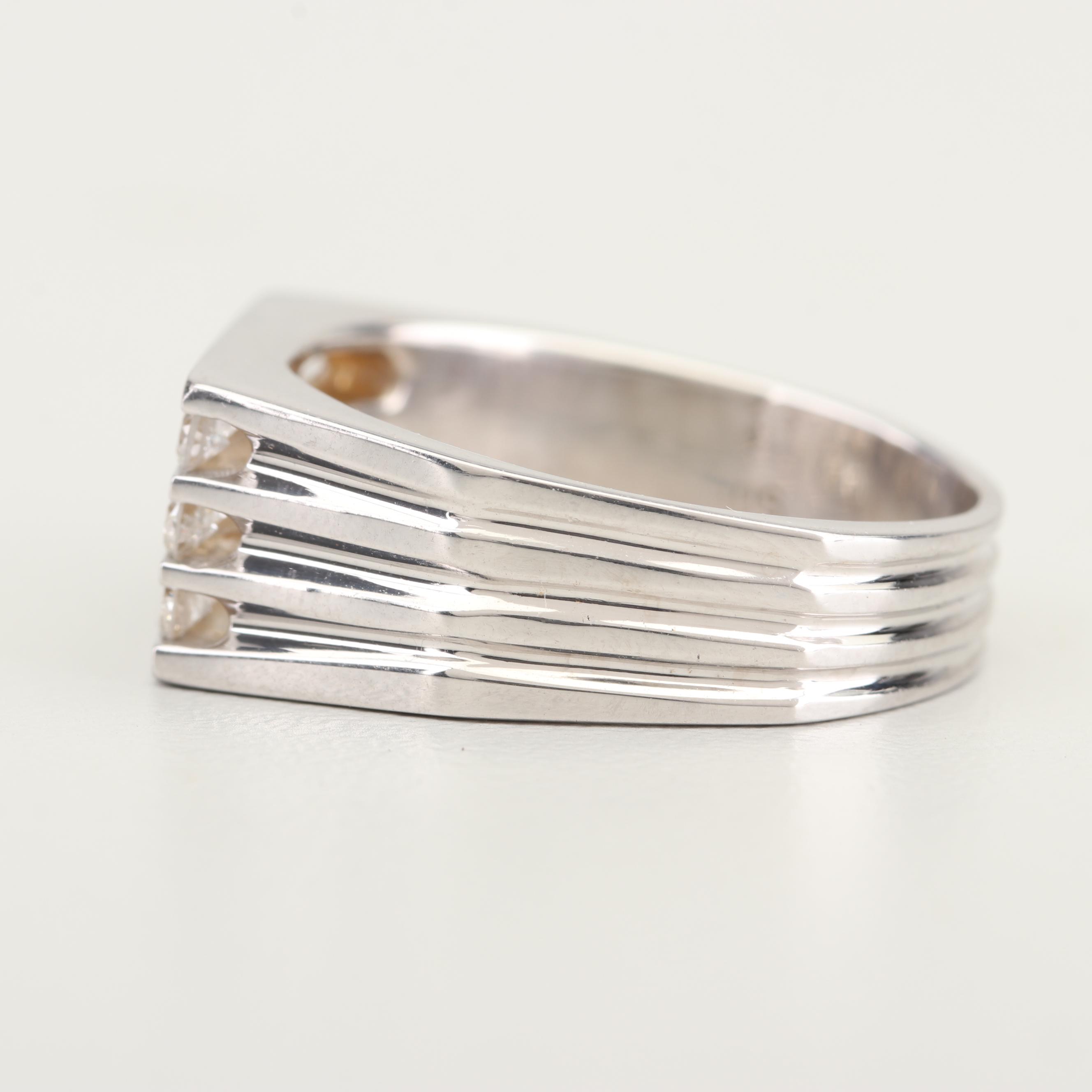 14K White Gold and Diamond Ring