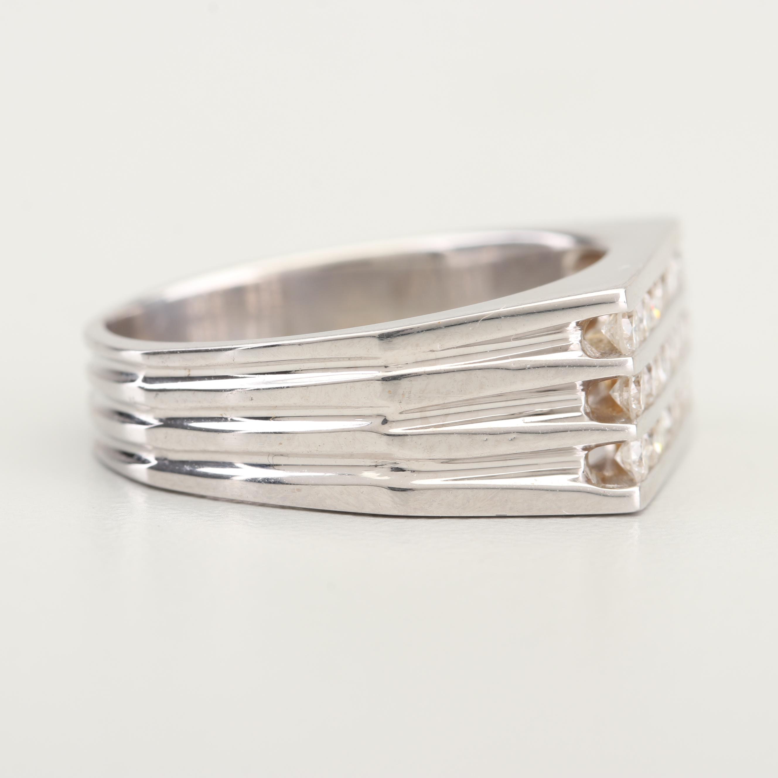 14K White Gold and Diamond Ring