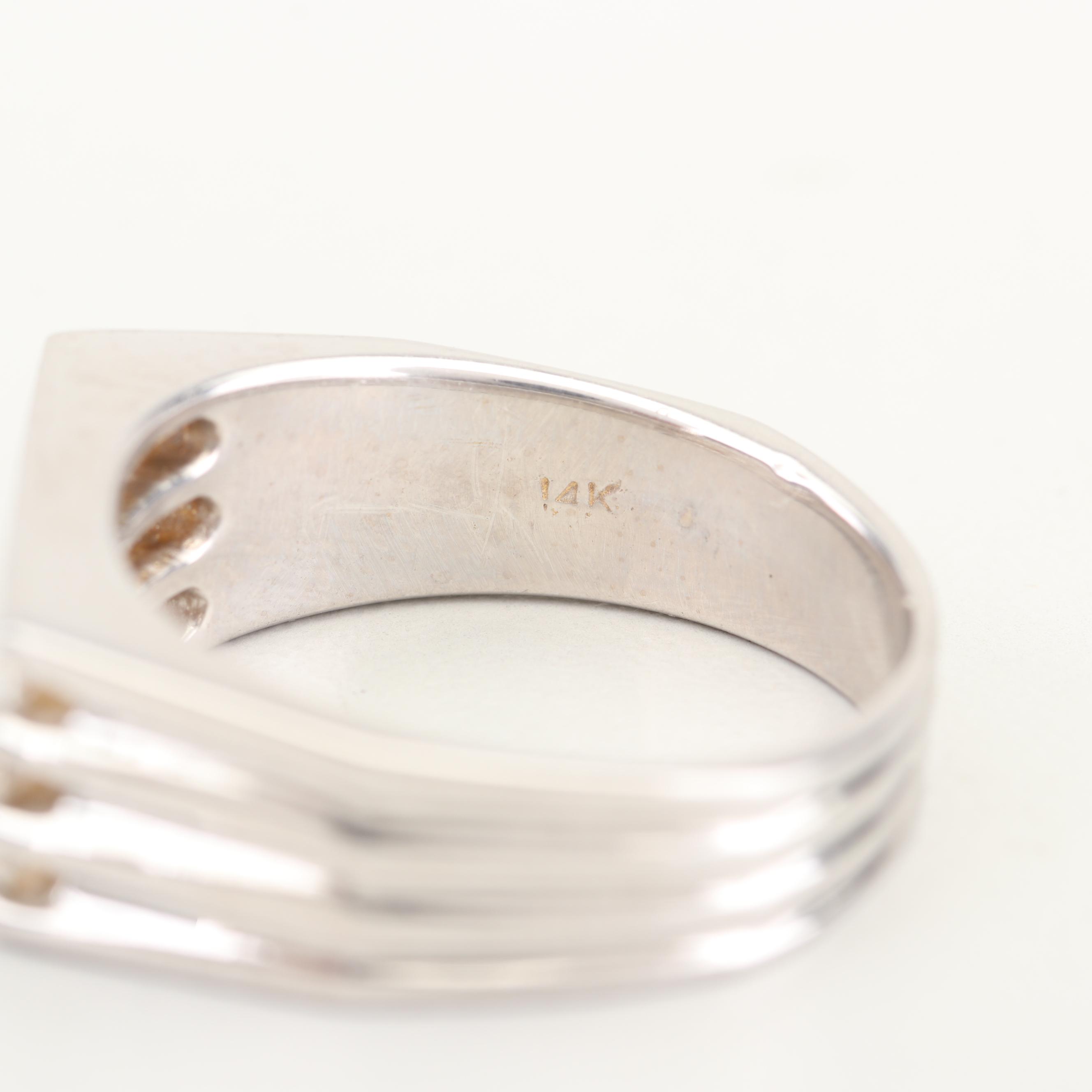 14K White Gold and Diamond Ring