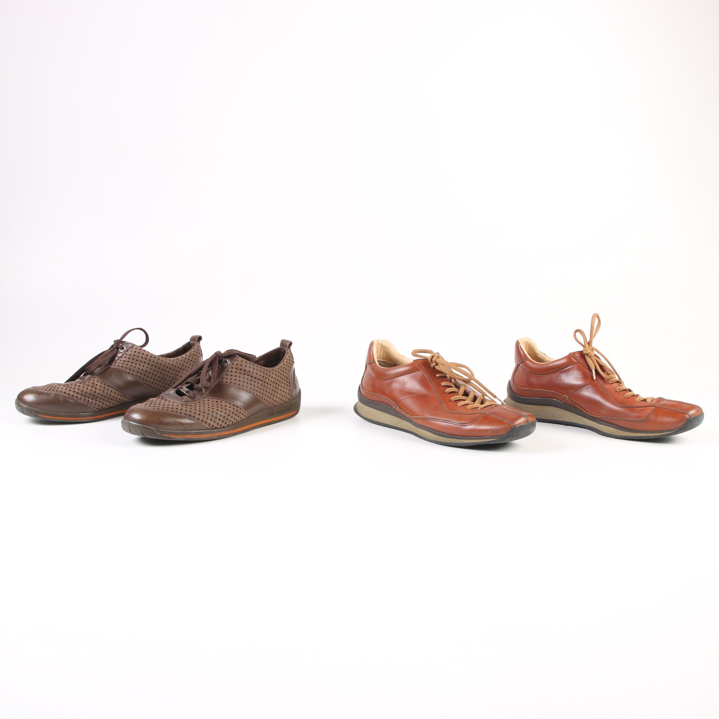 Men's Louis Vuitton Paris and Prada Leather Sneakers