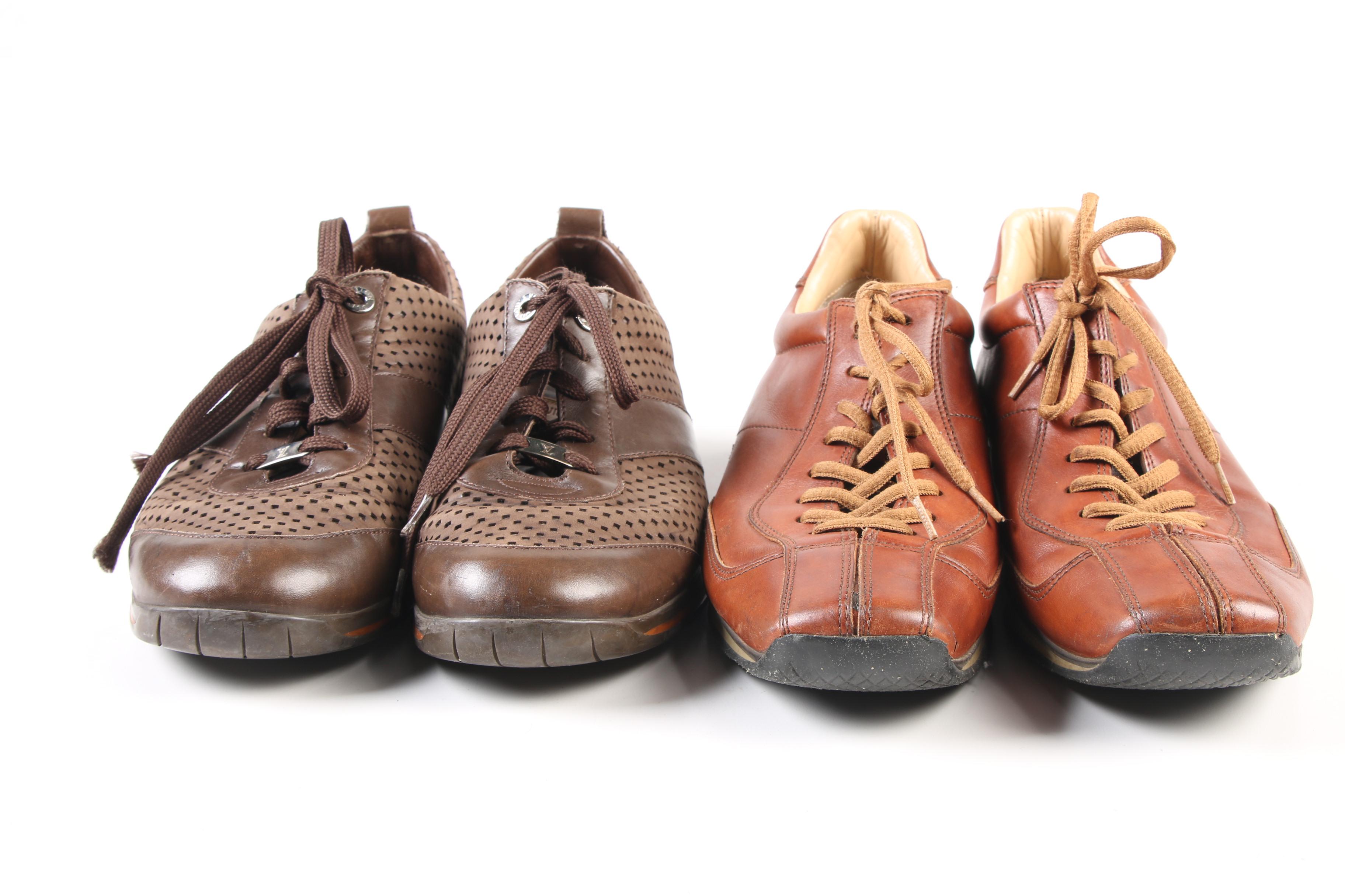 Men's Louis Vuitton Paris and Prada Leather Sneakers