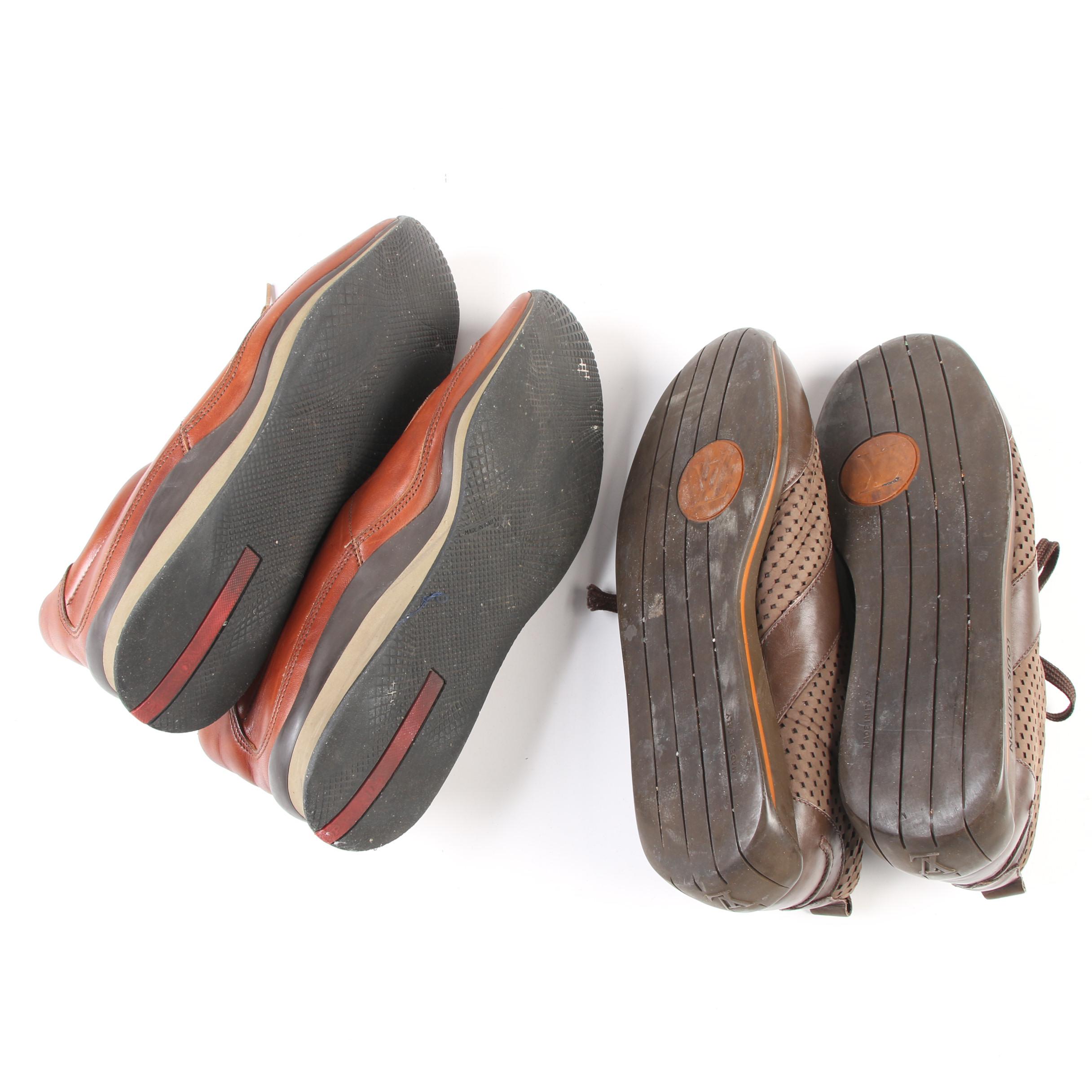 Men's Louis Vuitton Paris and Prada Leather Sneakers