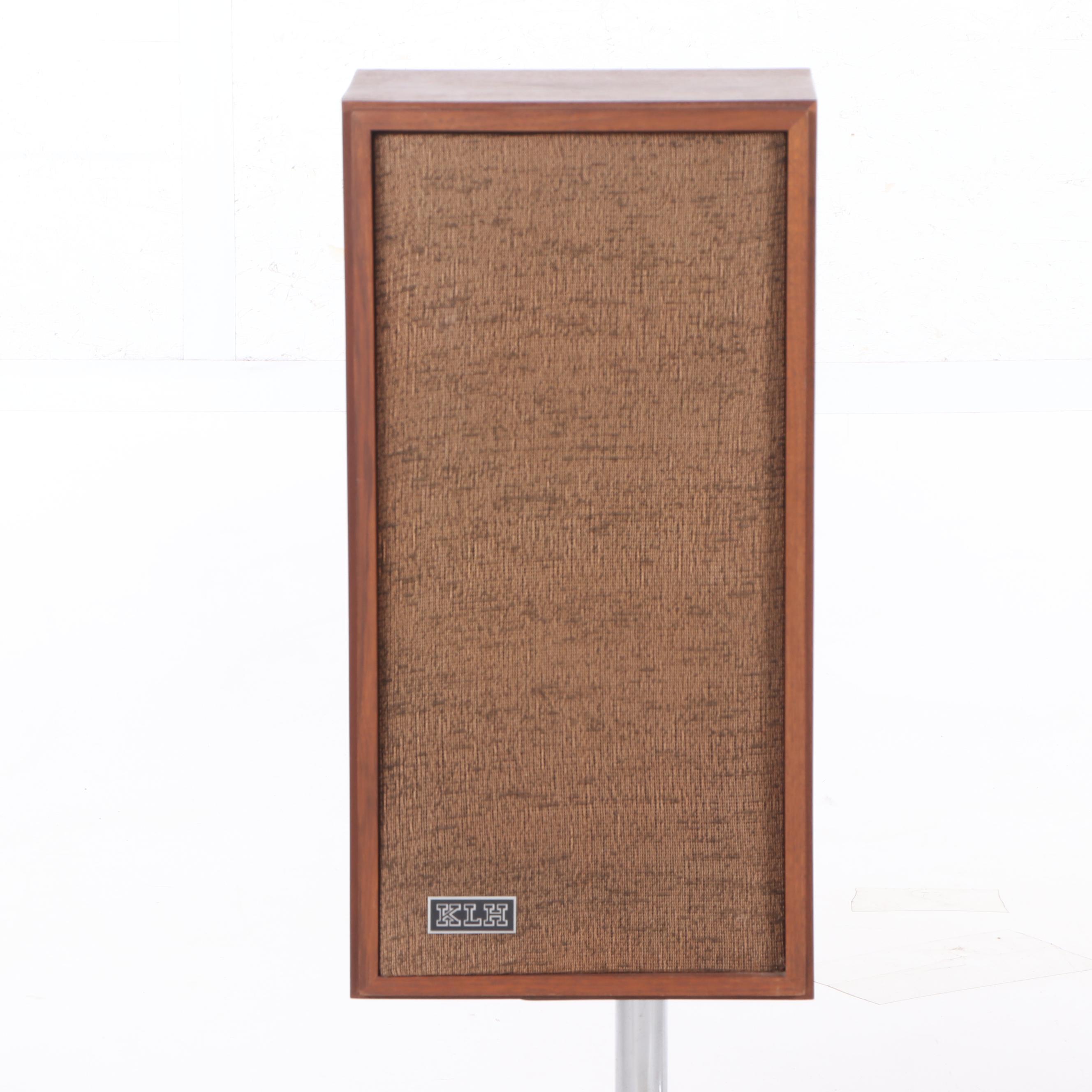 KLH Teak Standing Loudspeakers with Chrome Bases, A Pair