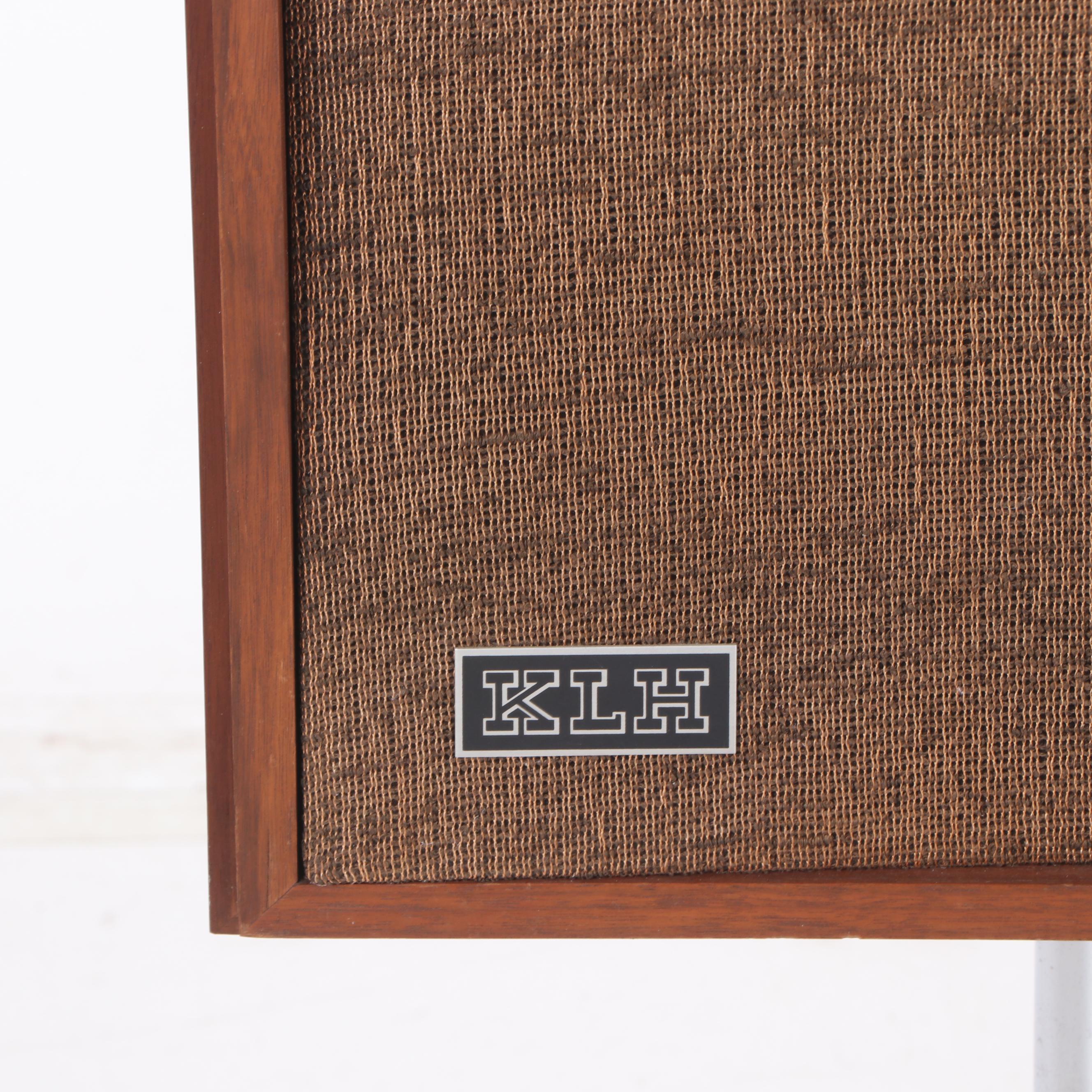 KLH Teak Standing Loudspeakers with Chrome Bases, A Pair