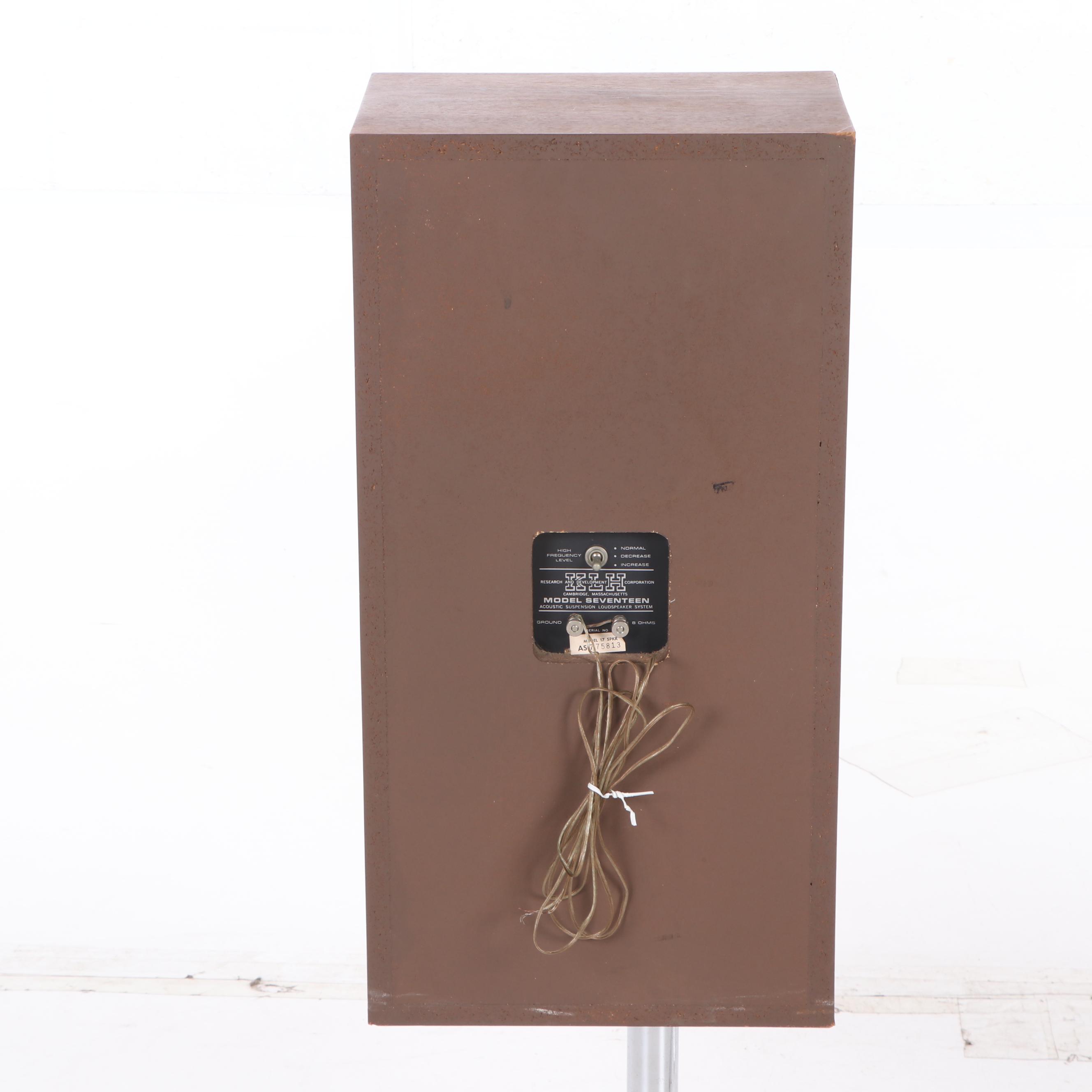 KLH Teak Standing Loudspeakers with Chrome Bases, A Pair