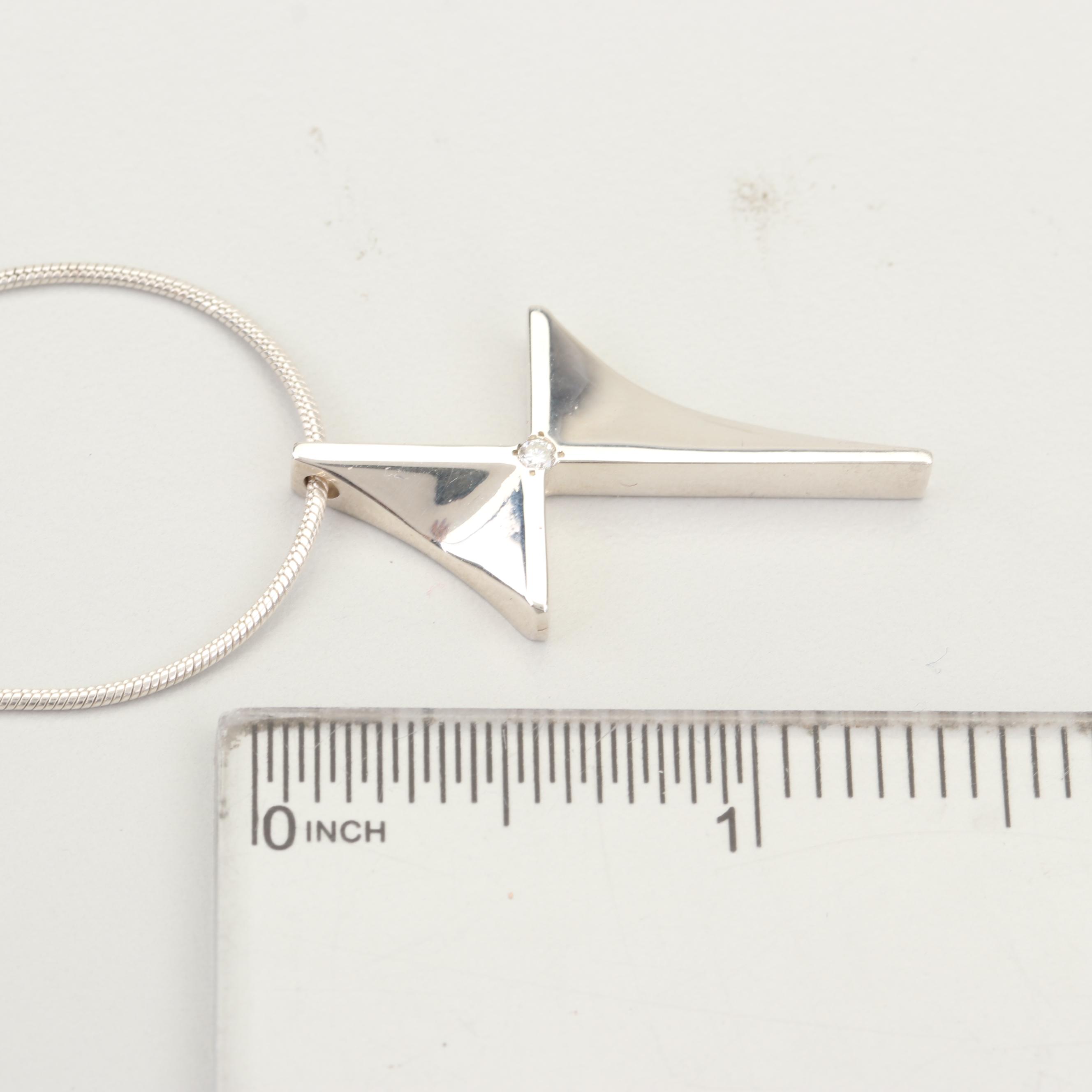 Sterling Silver Diamond Pendant Necklace