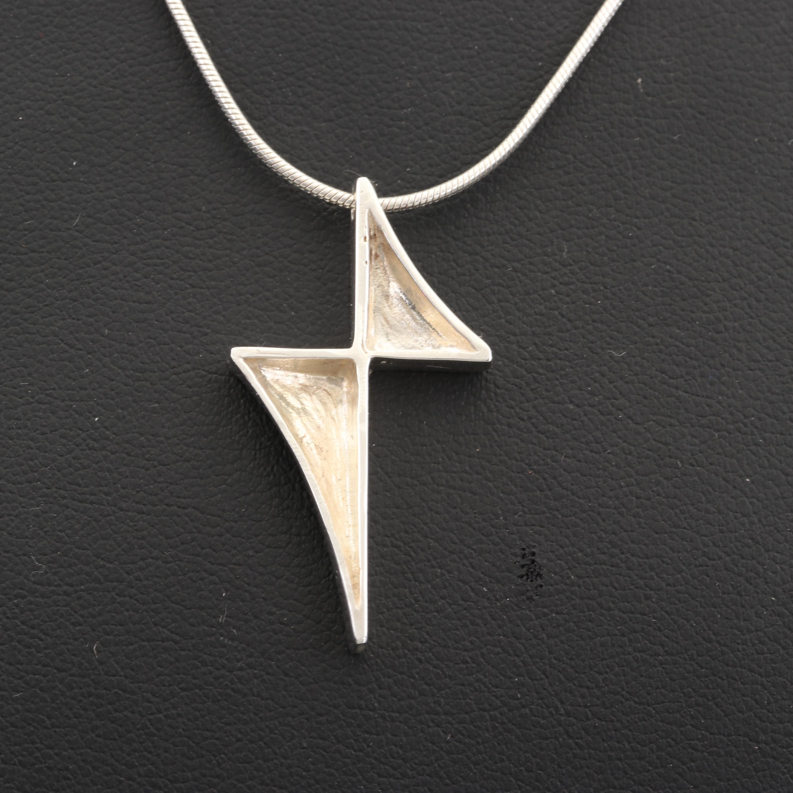 Sterling Silver Diamond Pendant Necklace