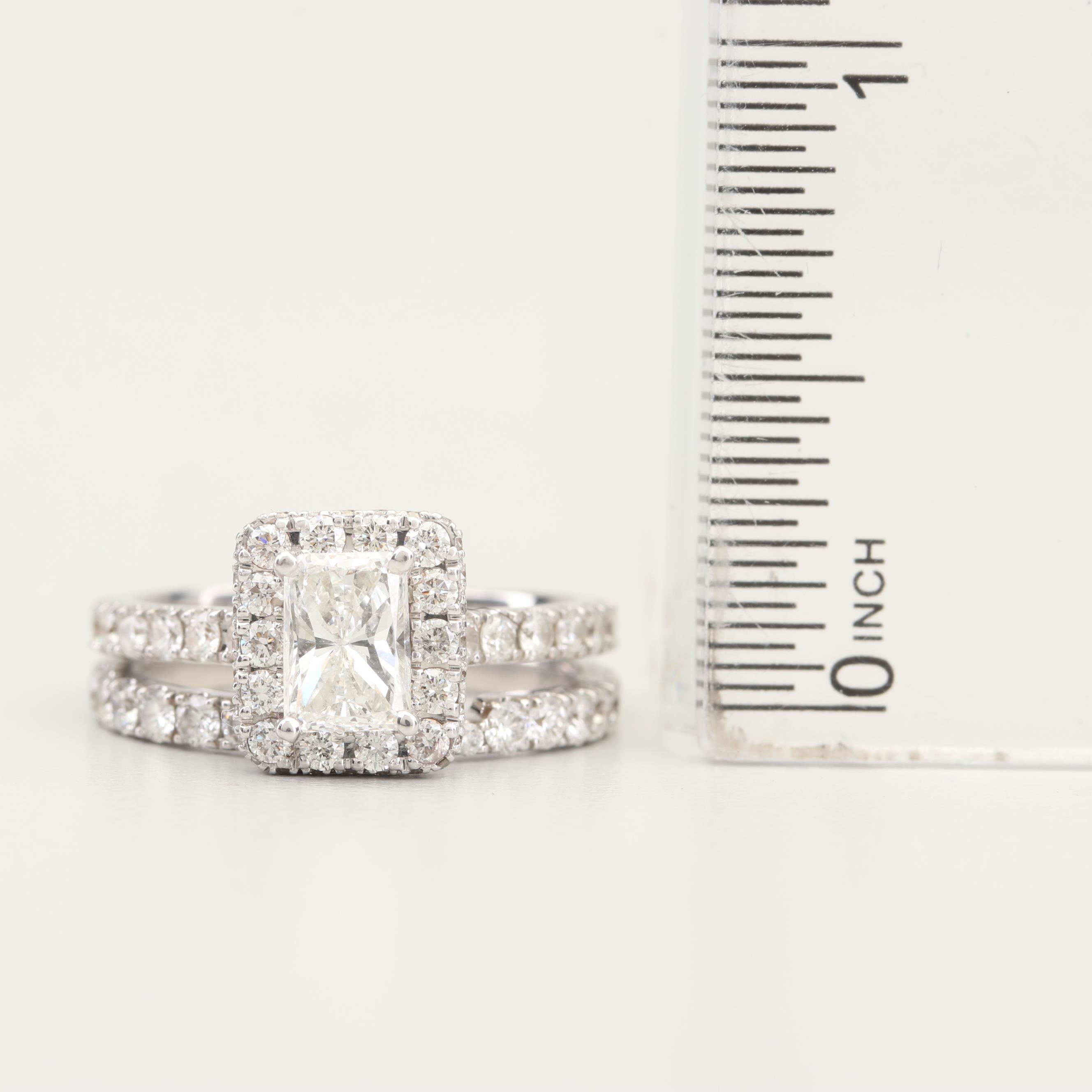 Neil Lane 14K White Gold Diamond Engagement Ring and Band
