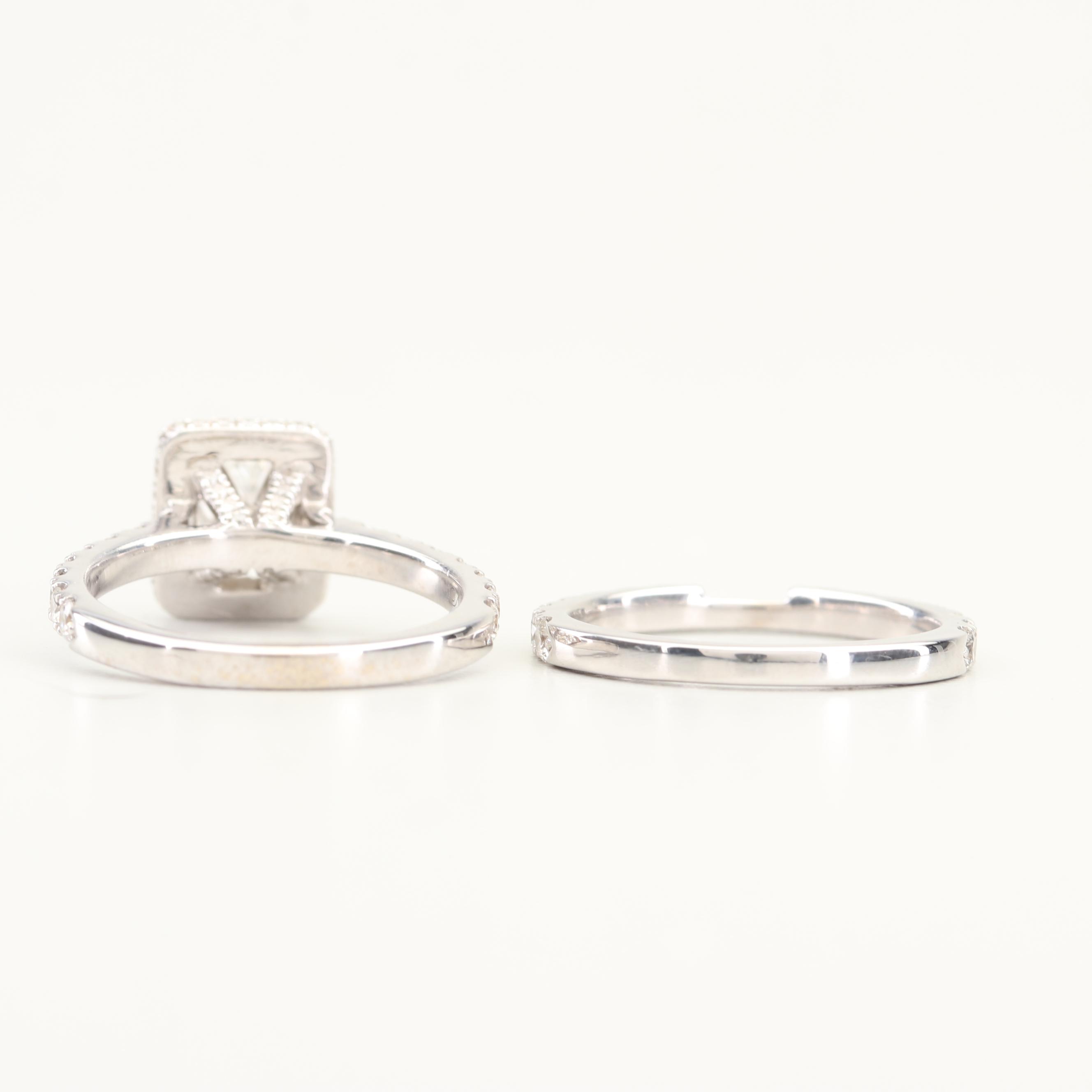 Neil Lane 14K White Gold Diamond Engagement Ring and Band