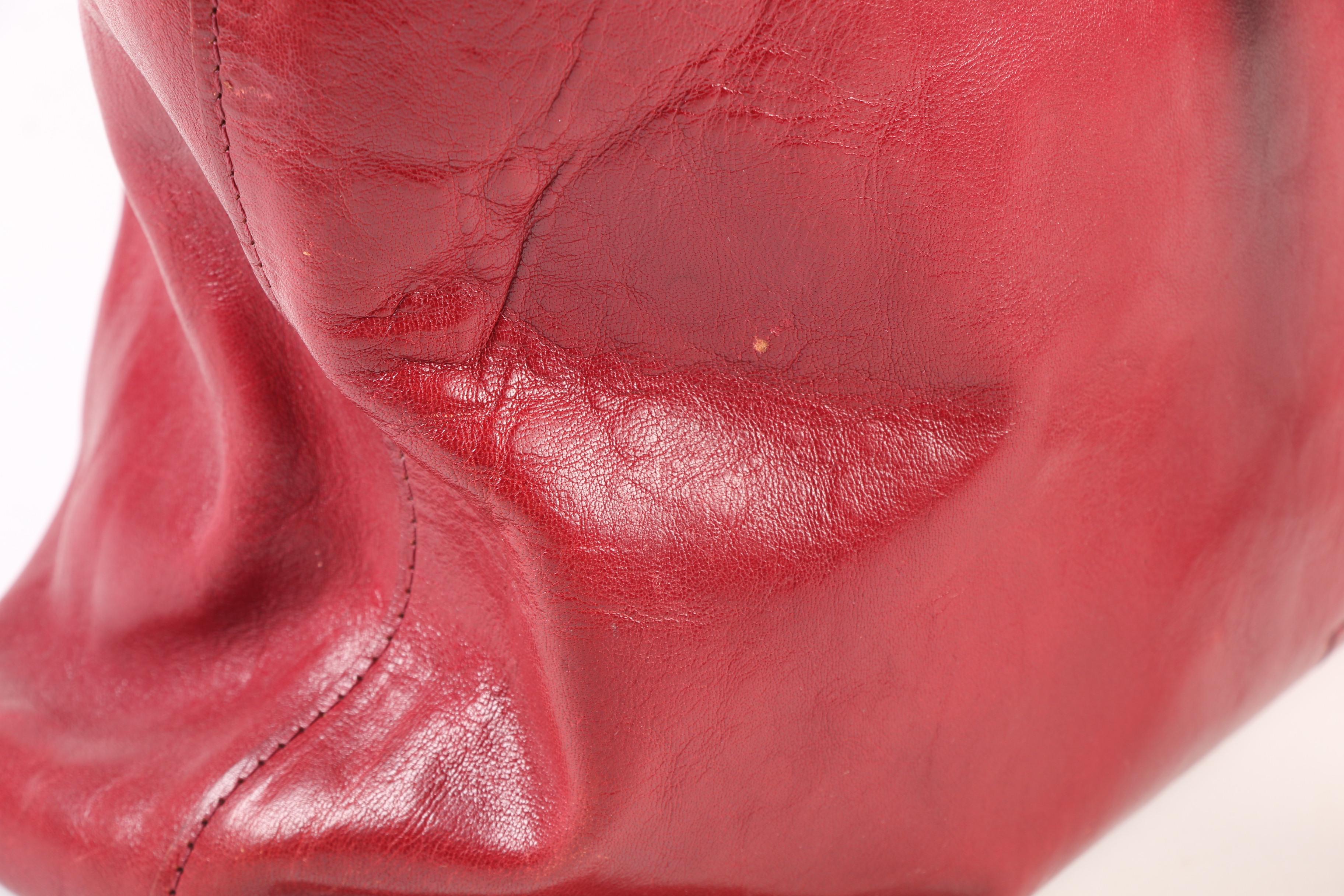 Valentina Red Leather Tote with Tory Burch Black Leather Zipper Pouch