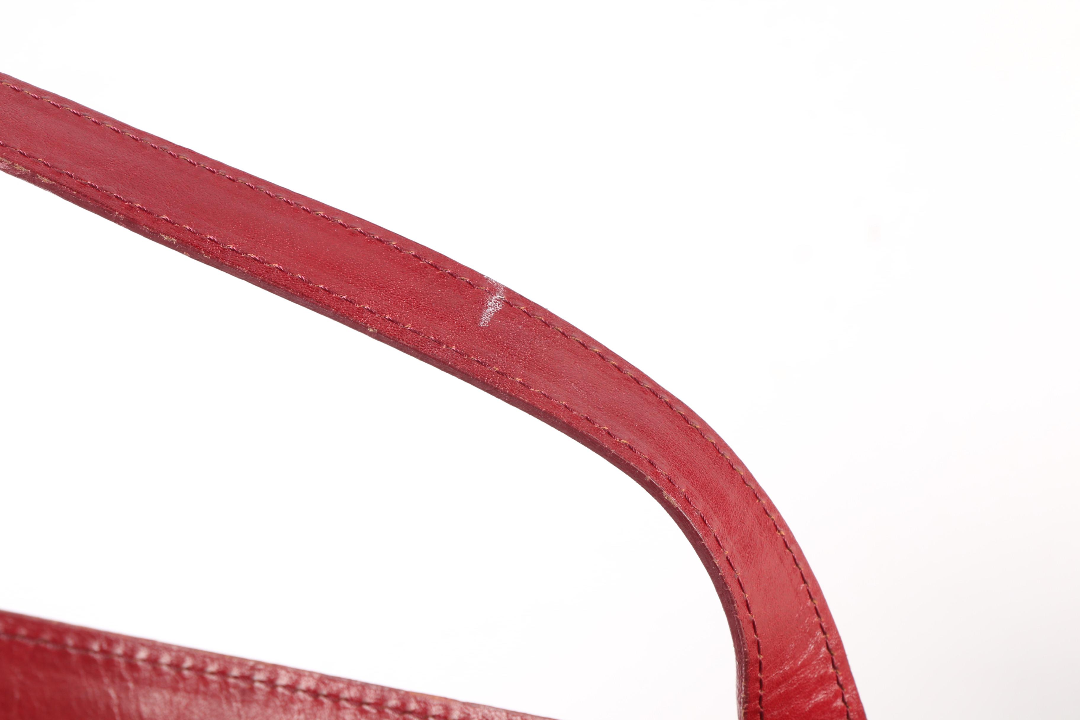 Valentina Red Leather Tote with Tory Burch Black Leather Zipper Pouch