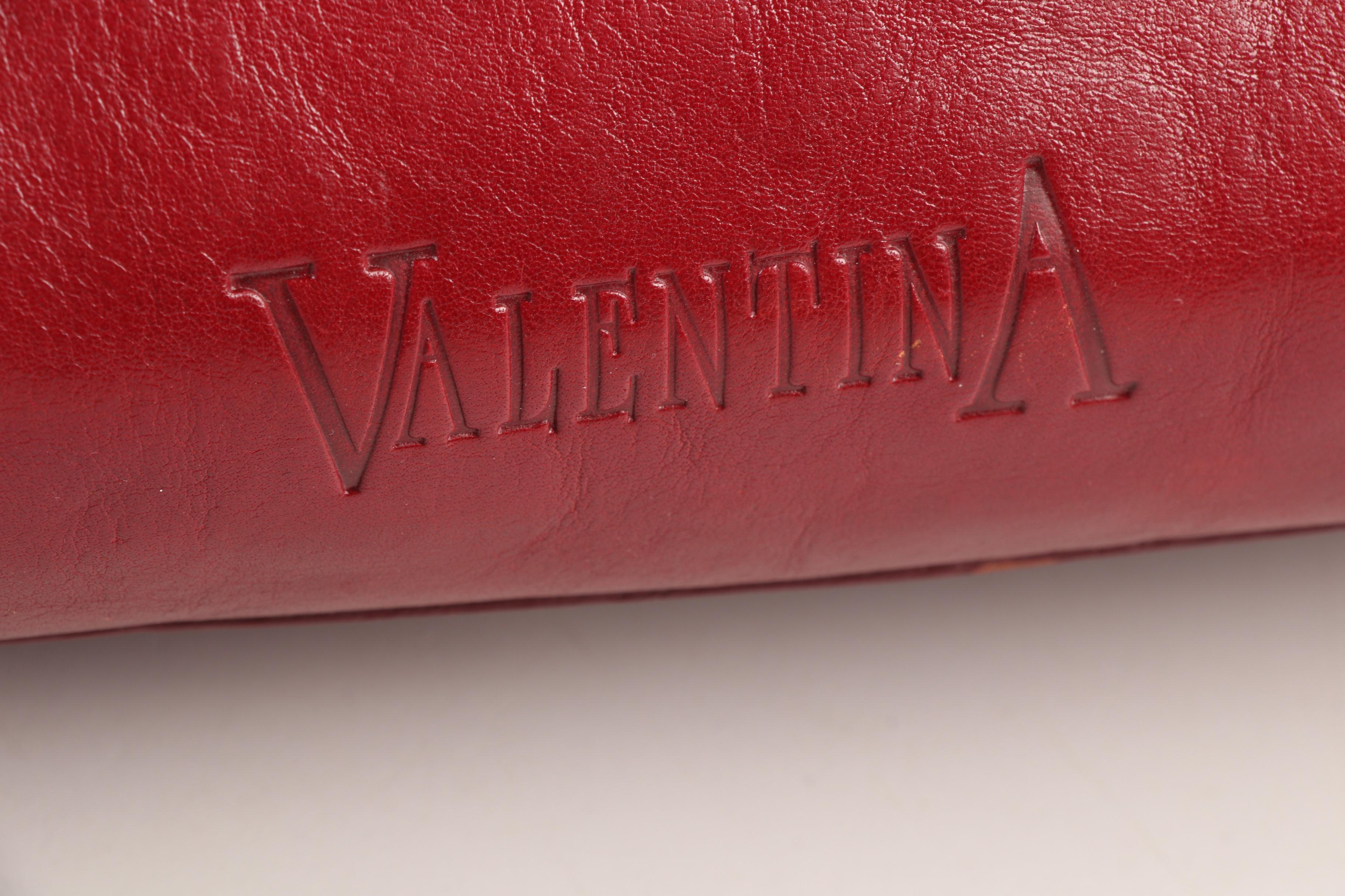 Valentina Red Leather Tote with Tory Burch Black Leather Zipper Pouch