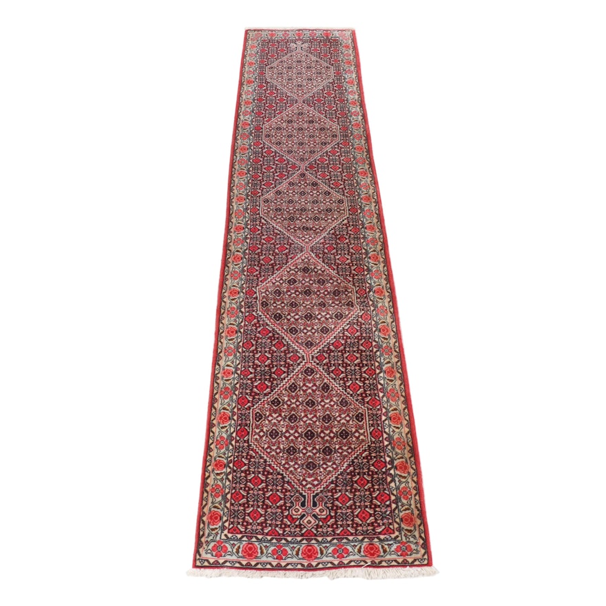 Hand-Knotted Persian Senneh Wool Carpet Runner