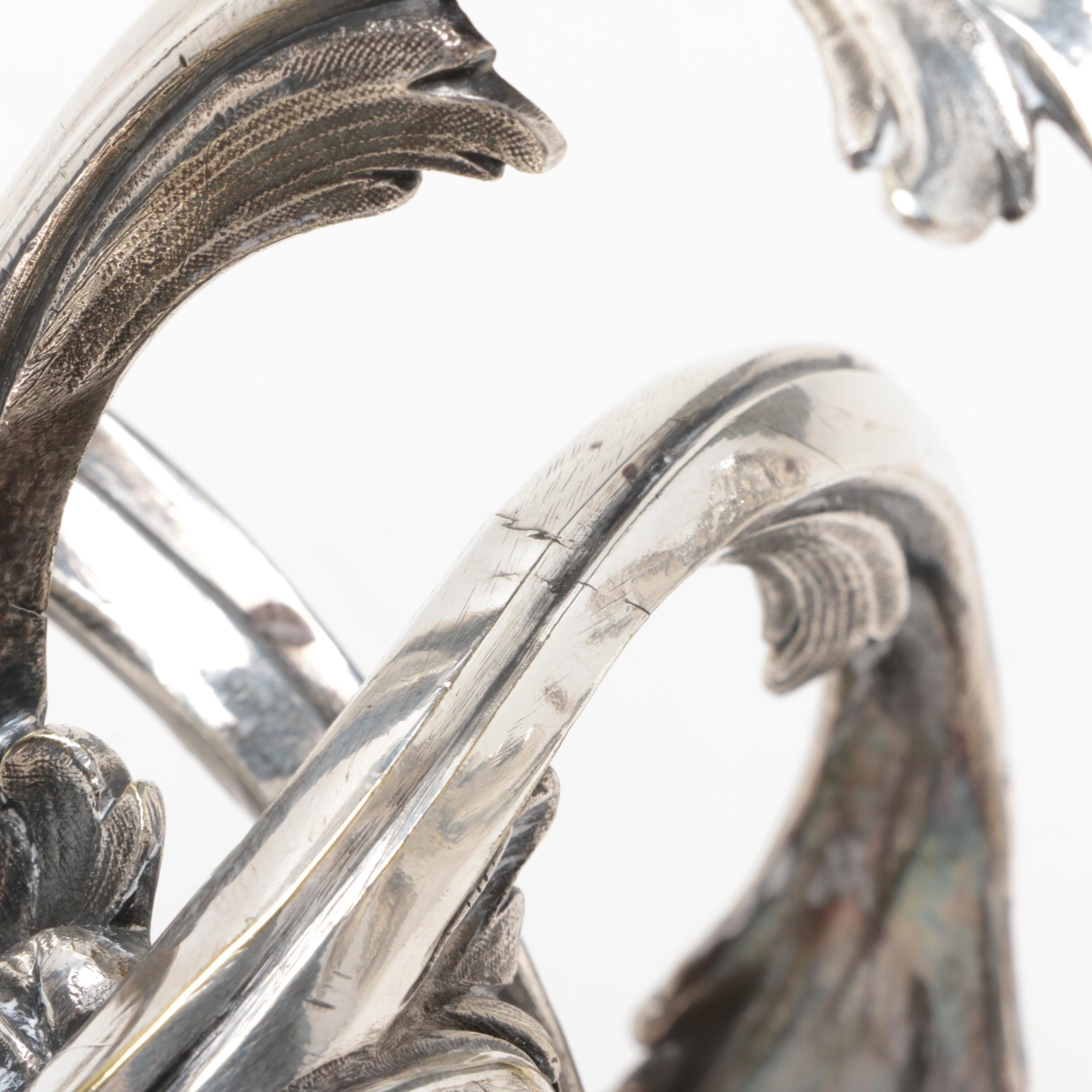 Christofle France "Trianon" Silver Plate Candelabra Pair, Early 20th C.