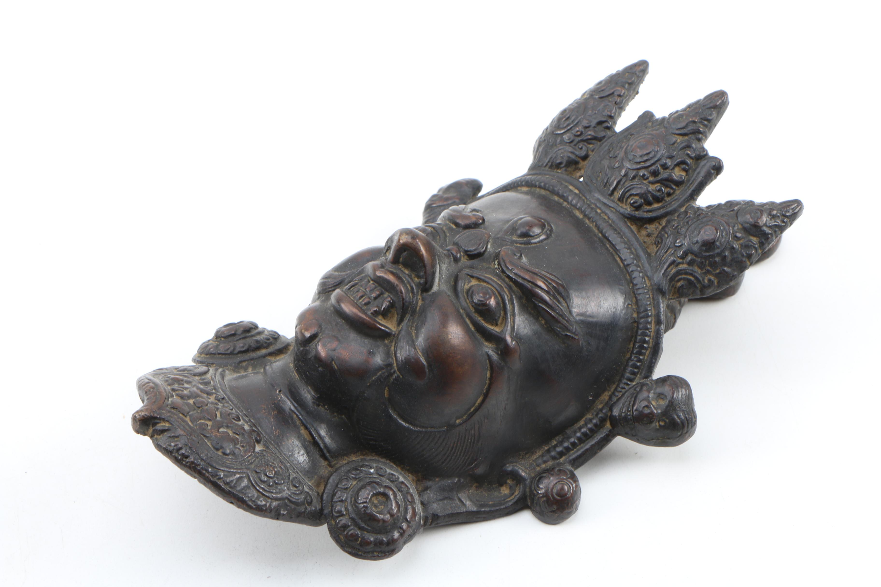 Tibetan Brass Mask of Wrathful Deity