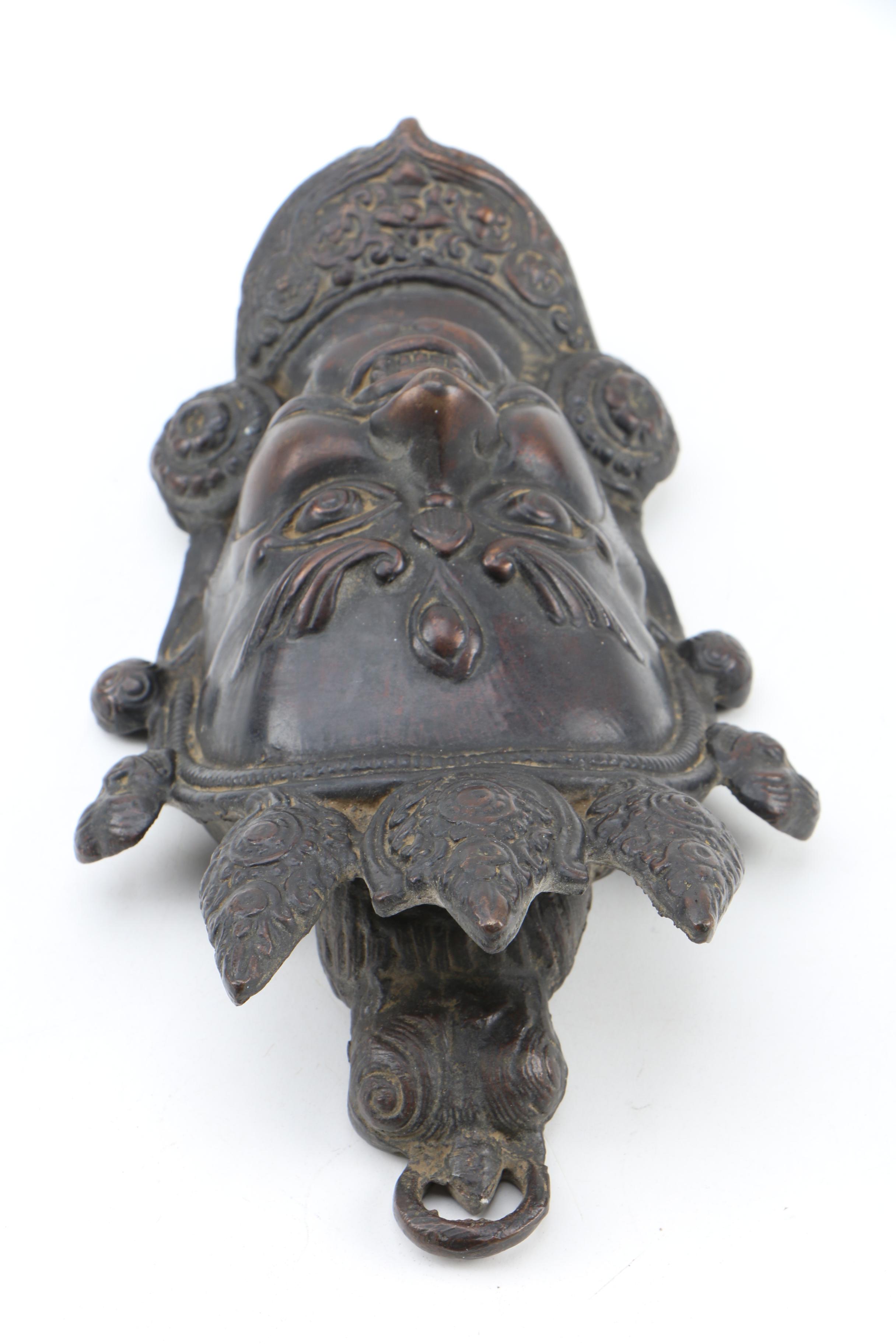 Tibetan Brass Mask of Wrathful Deity