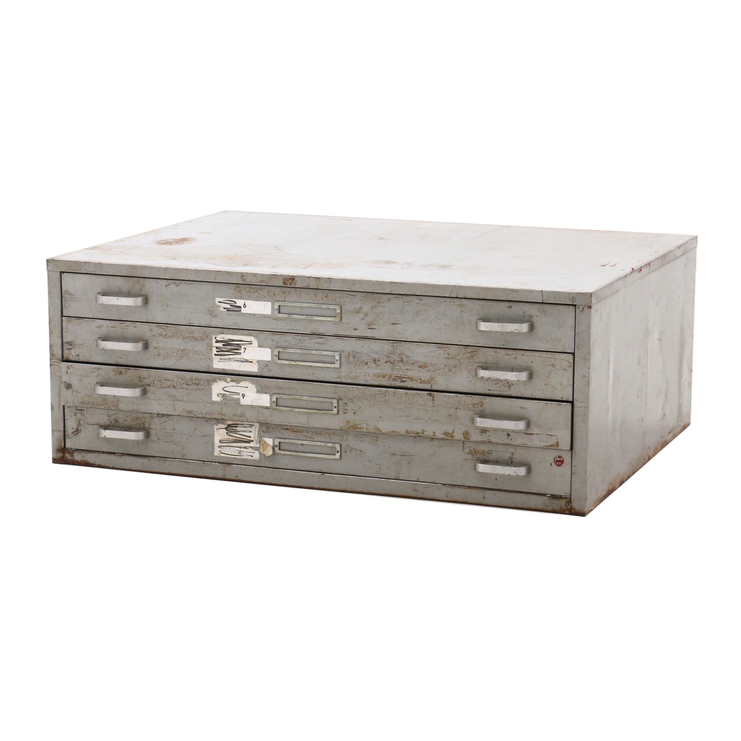 Vintage Map Cabinet with Assorted Vintage Prints