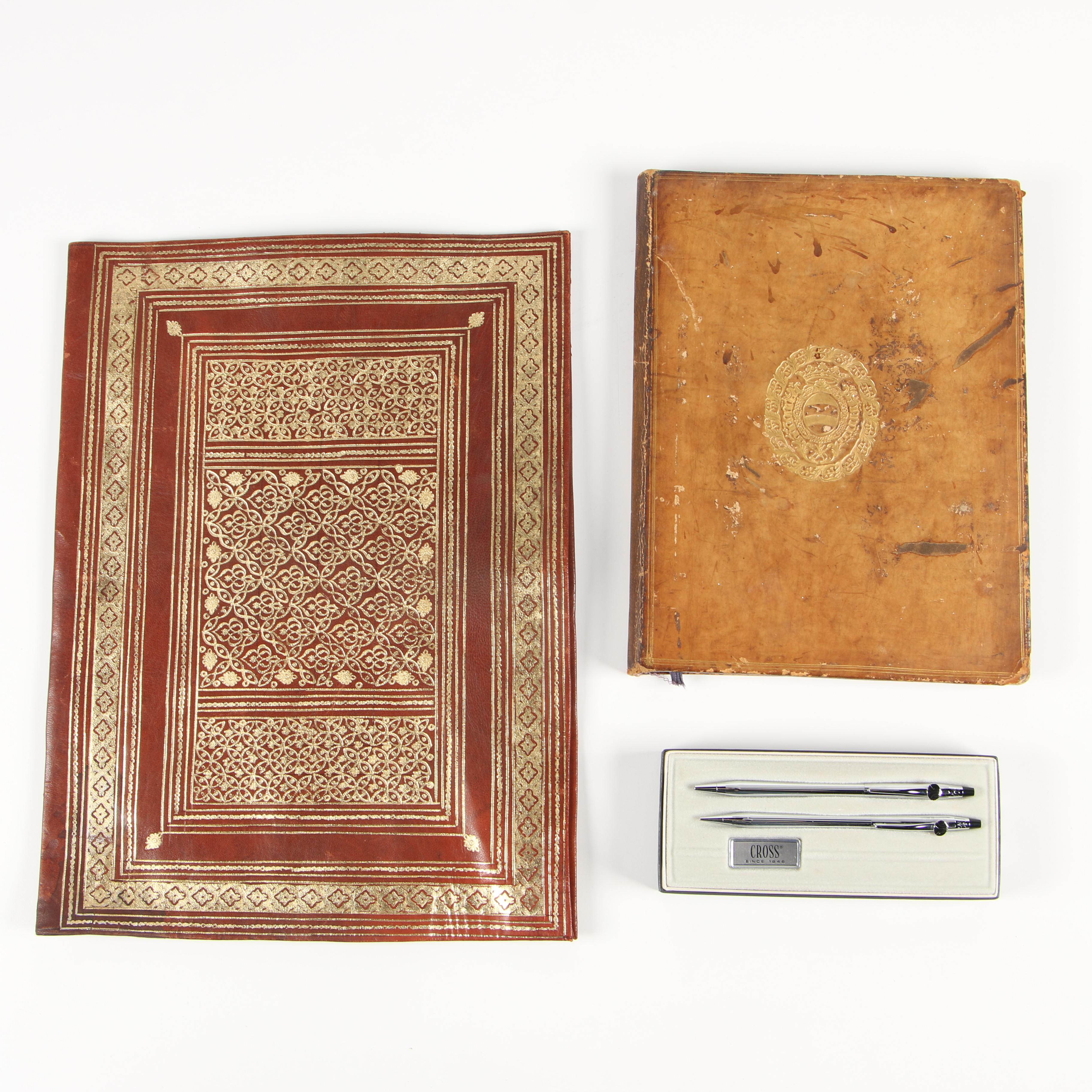 Cross Pen and Pencil Set with Leather Desk Accessories