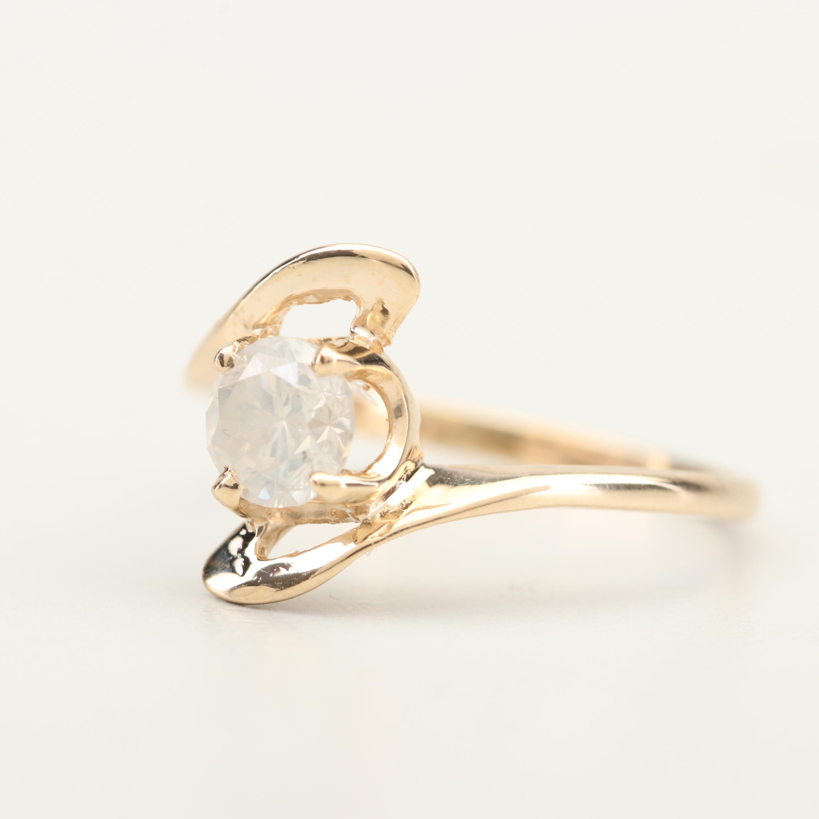 10K Yellow Gold Diamond Bypass Ring