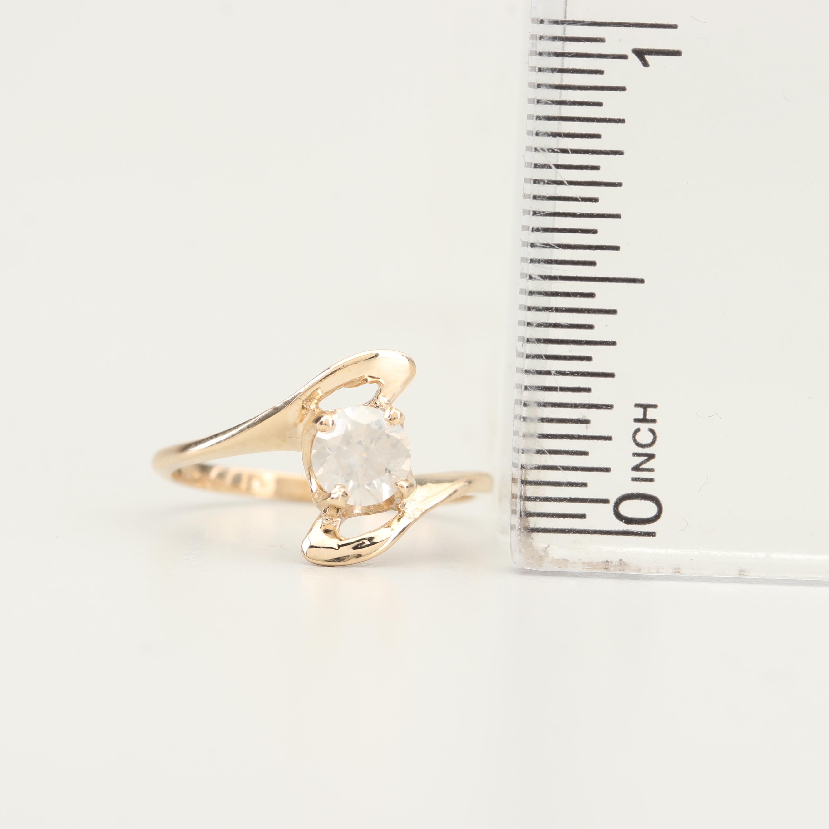 10K Yellow Gold Diamond Bypass Ring