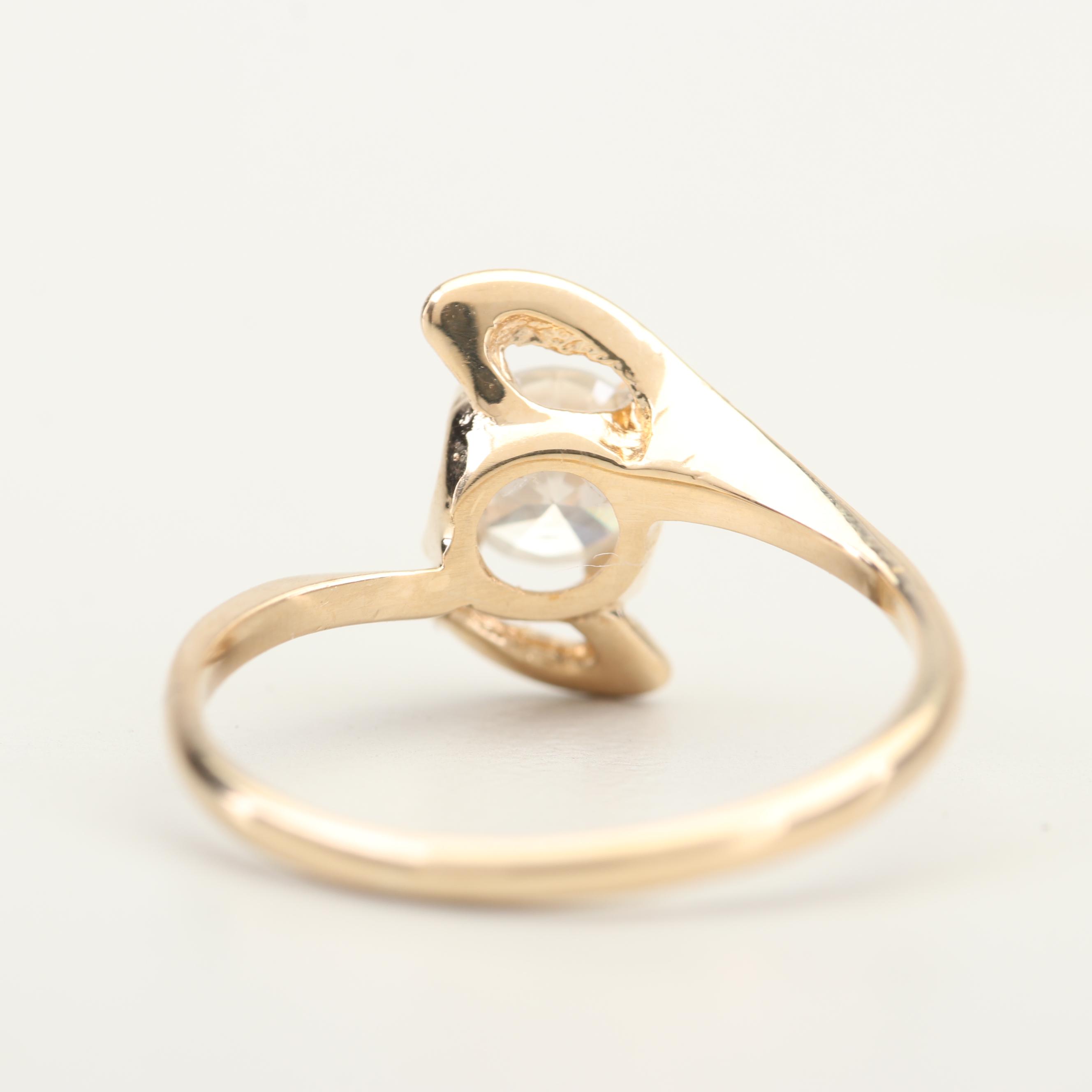 10K Yellow Gold Diamond Bypass Ring