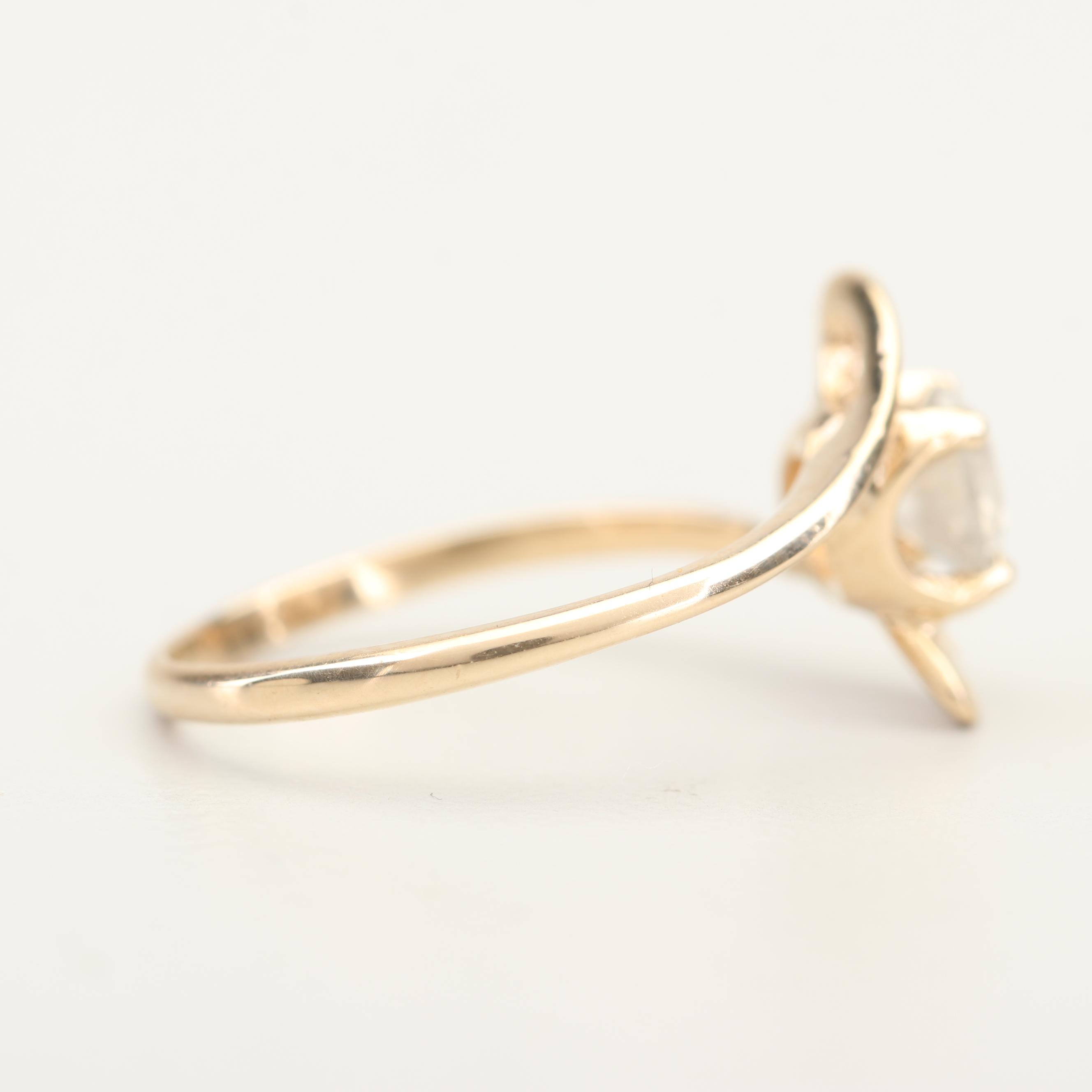 10K Yellow Gold Diamond Bypass Ring