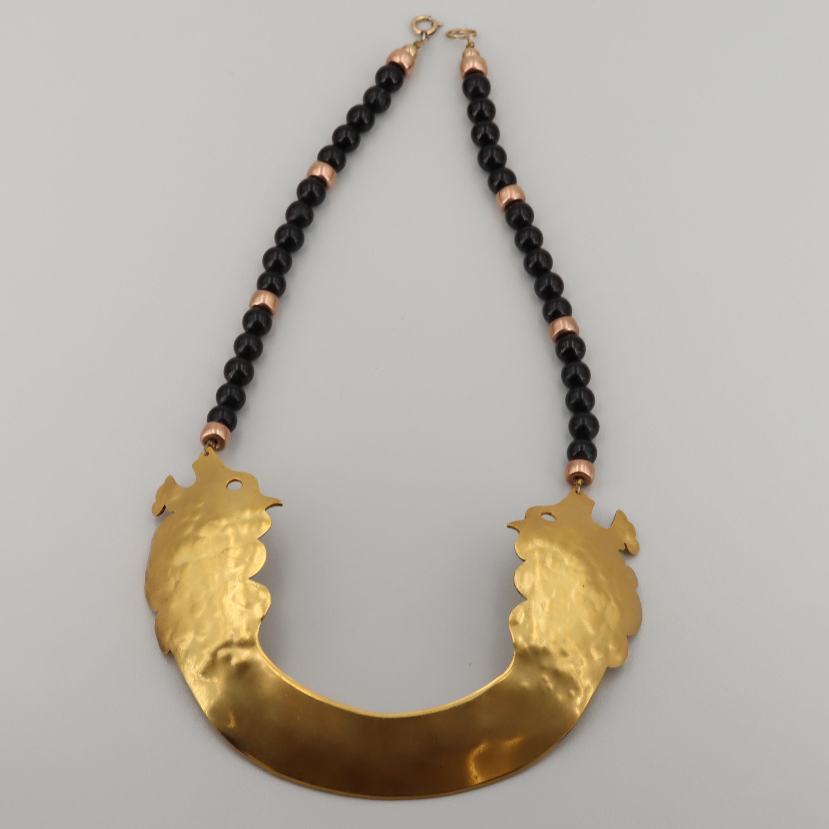 Sutton Hoo Gold Tone Jasper, Bone and More Necklaces