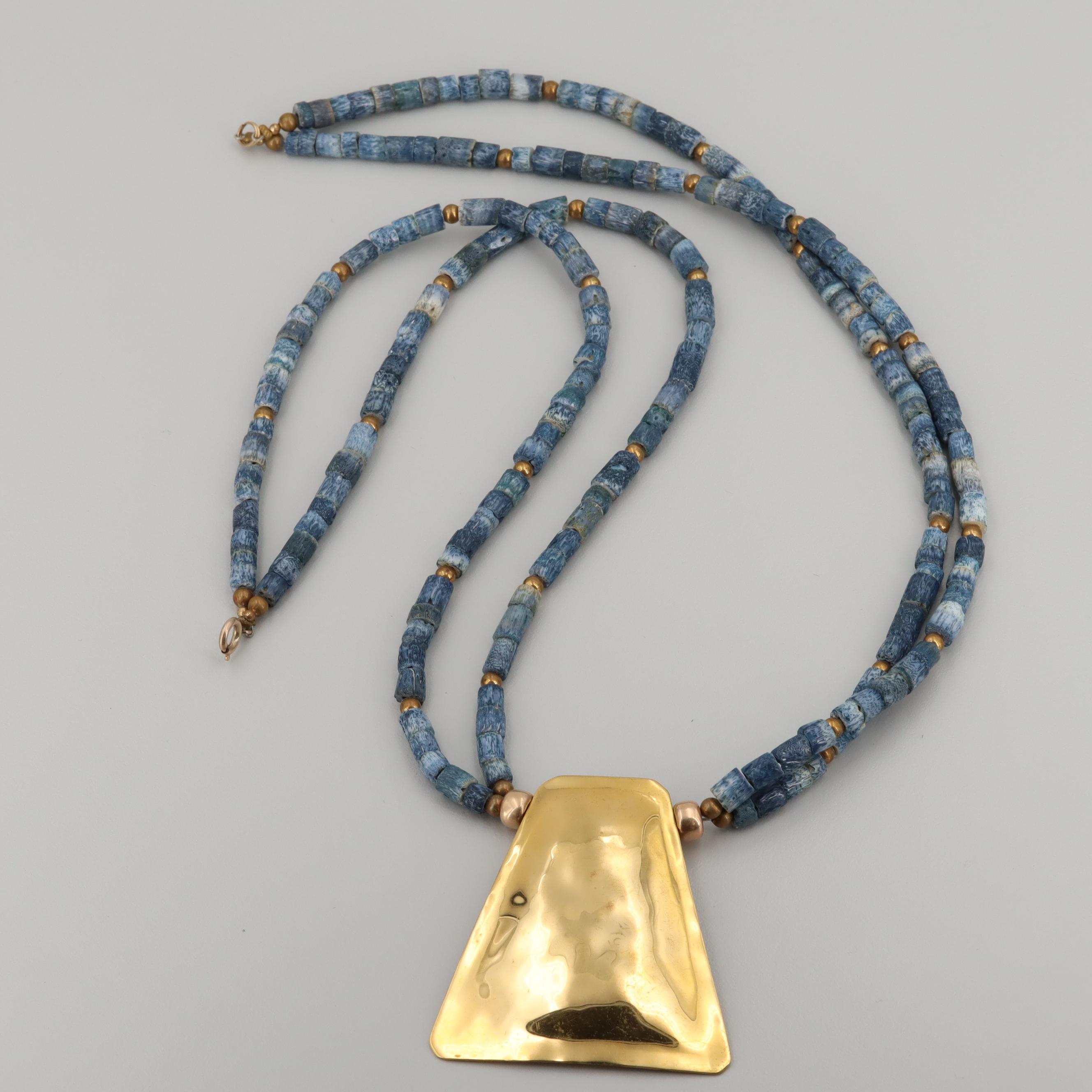 Sutton Hoo Gold Tone Jasper, Bone and More Necklaces