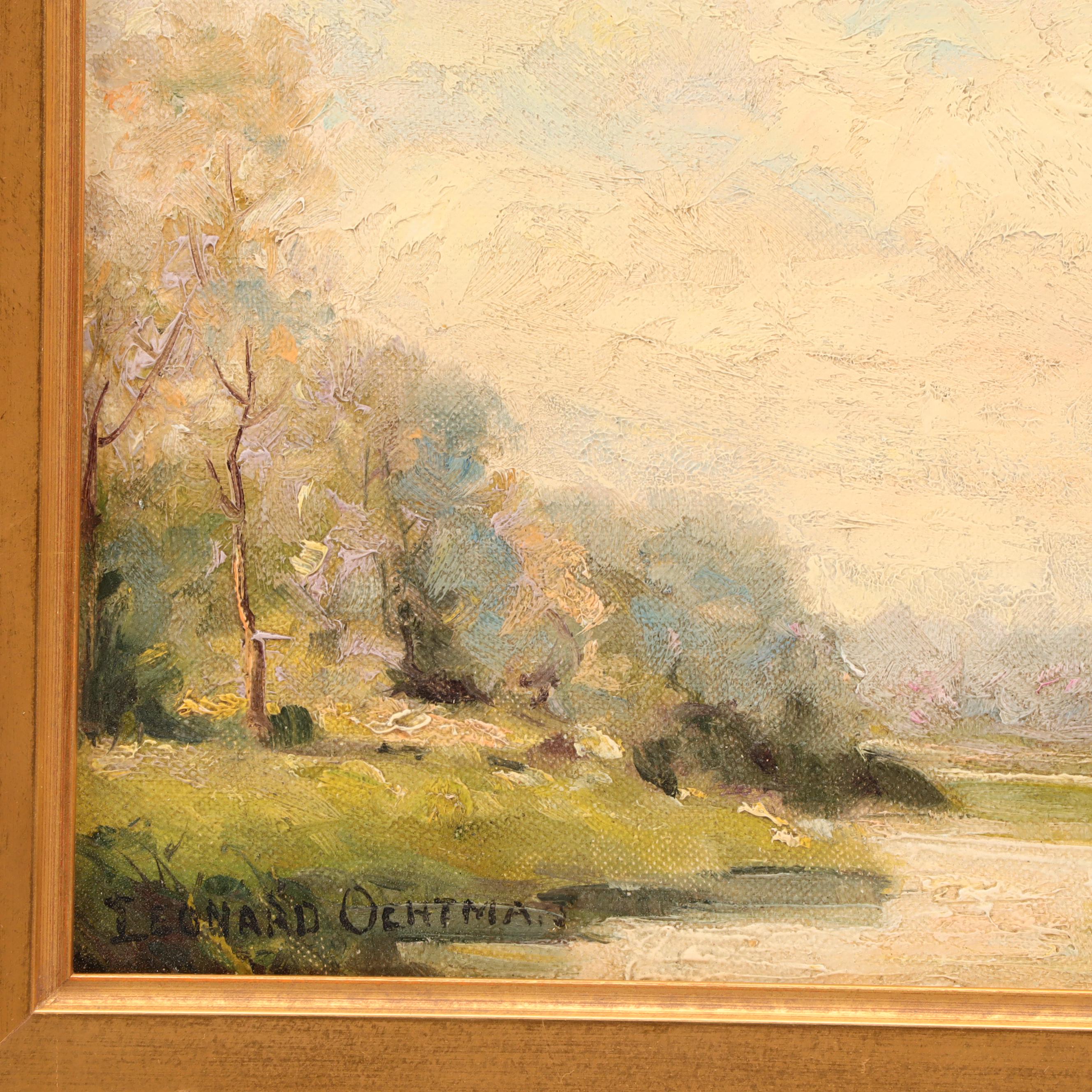 Leonard Ochtman Landscape Oil Painting of River Scene