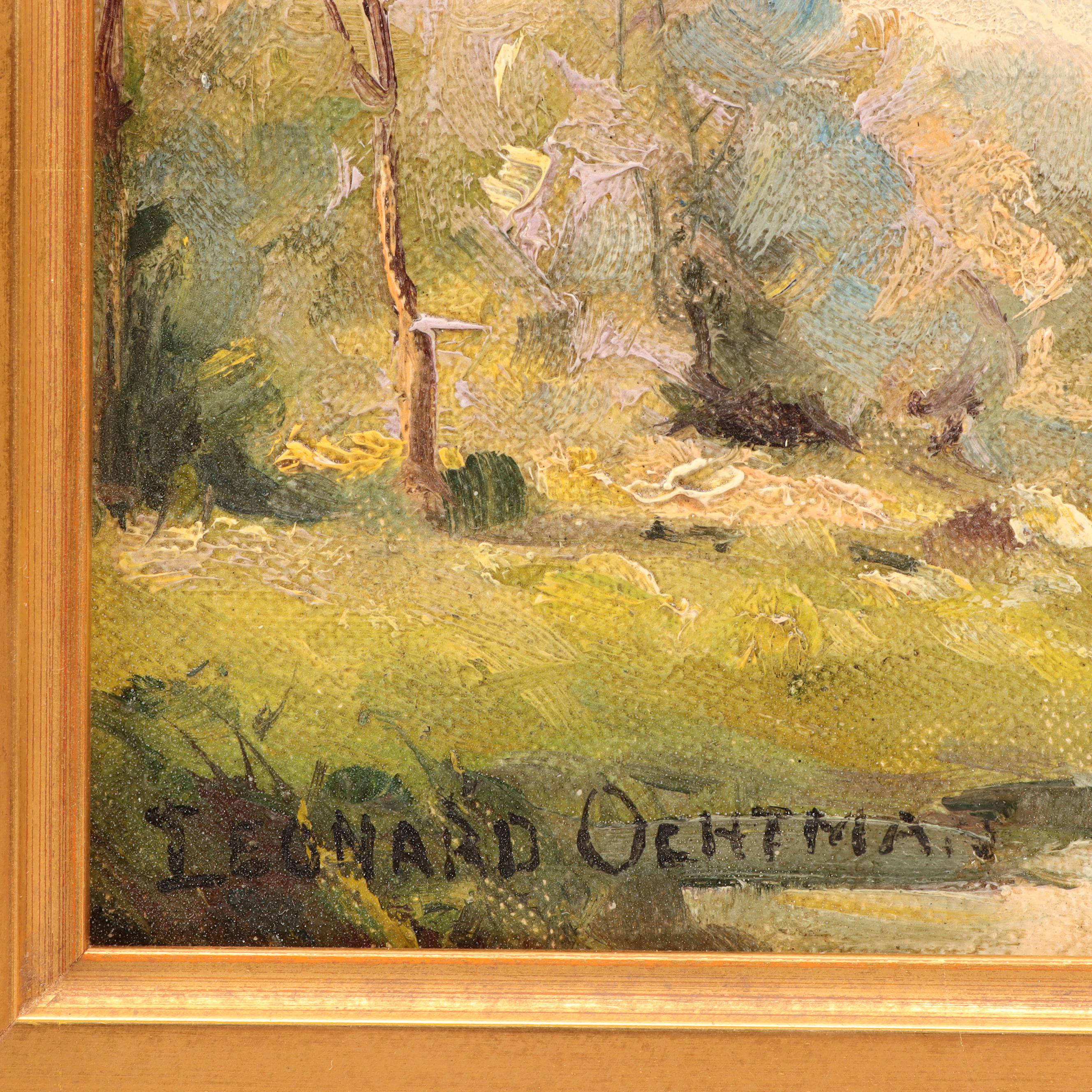 Leonard Ochtman Landscape Oil Painting of River Scene
