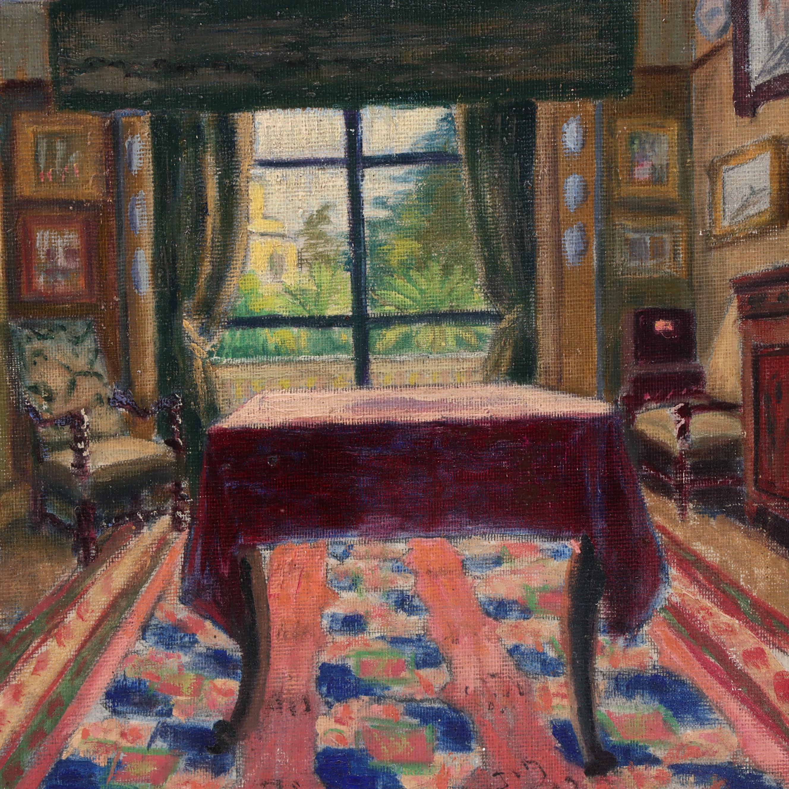 Colin Cambpell Cooper Oil Painting of Interior Scene