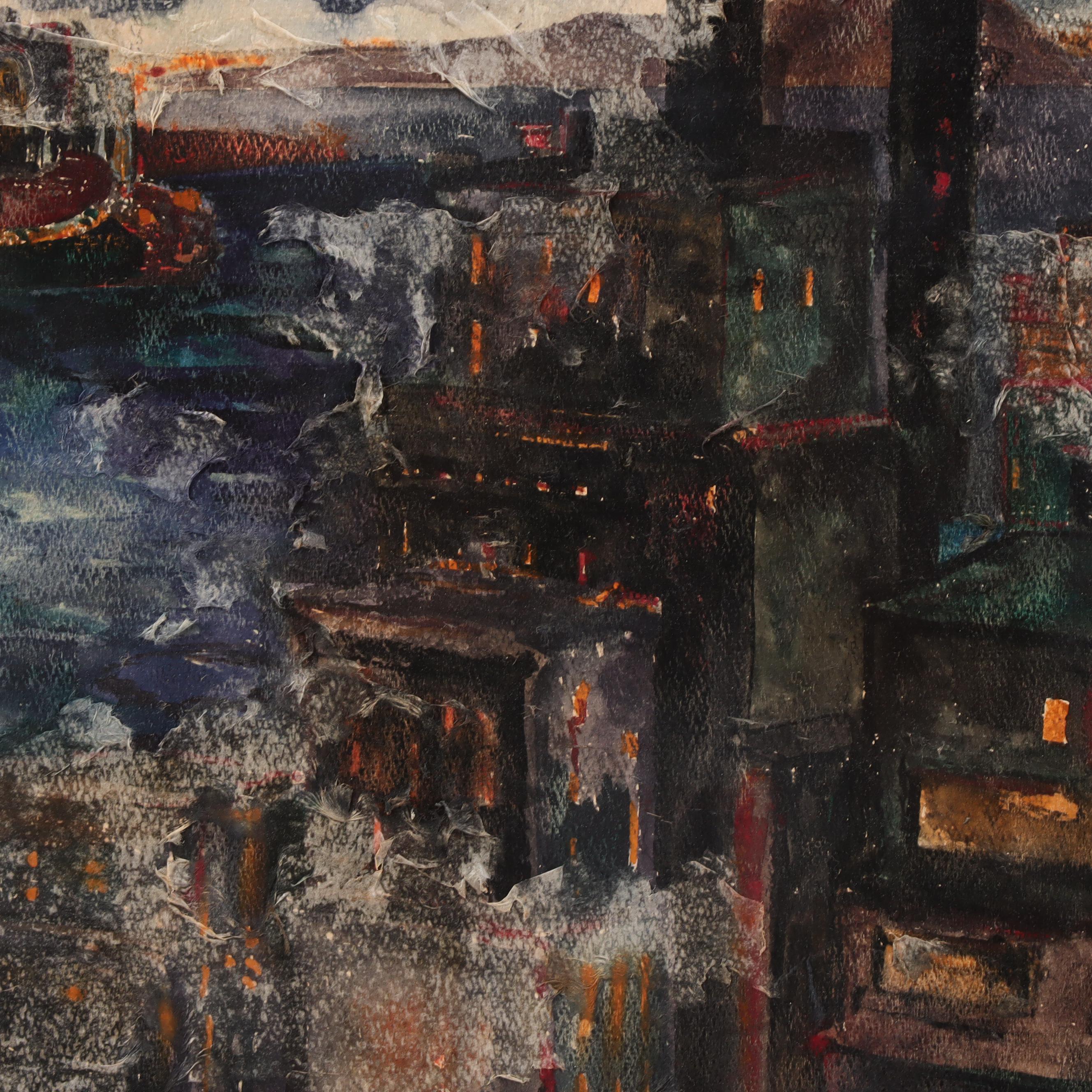 John R. Grabach Mixed Media Painting of New York Cityscape