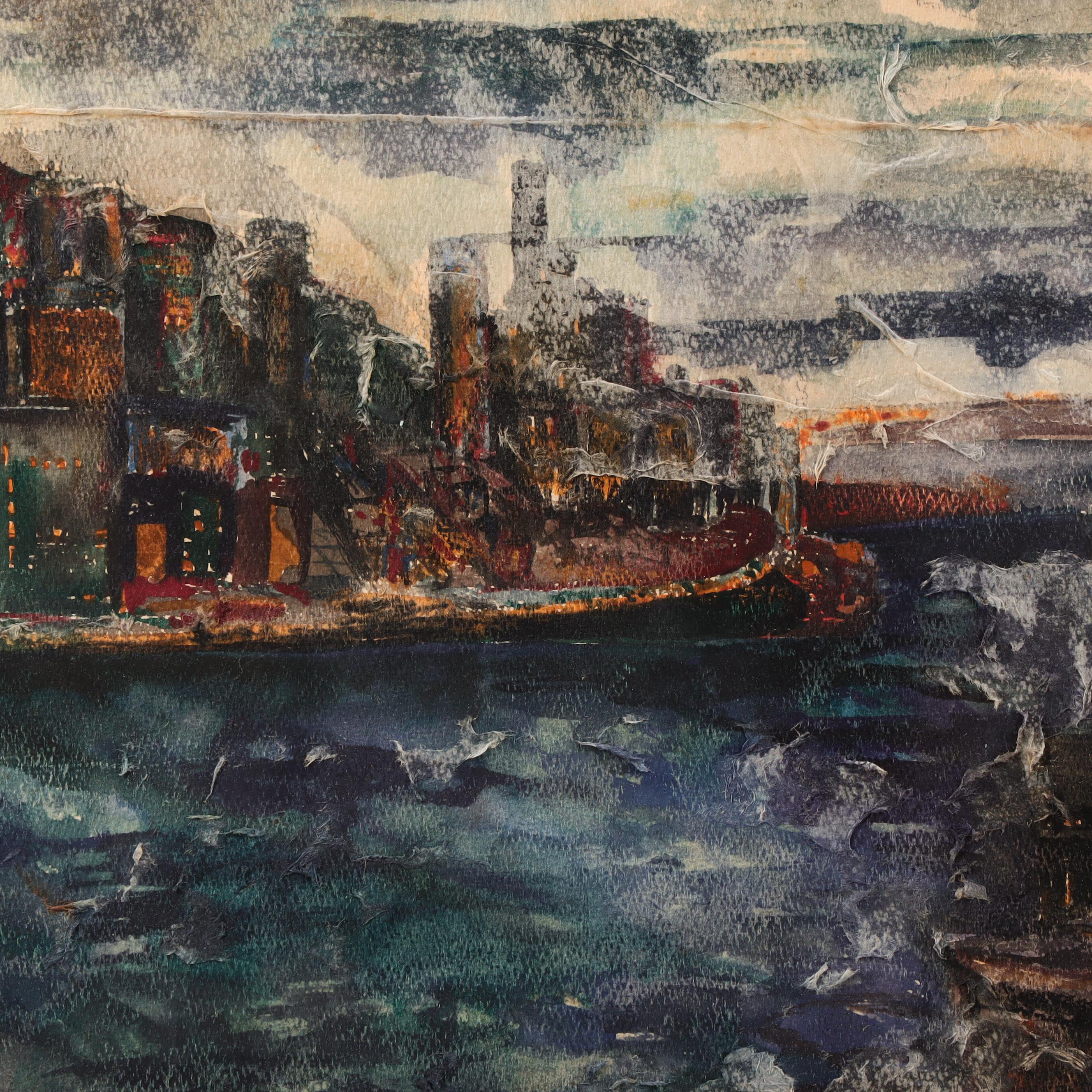 John R. Grabach Mixed Media Painting of New York Cityscape