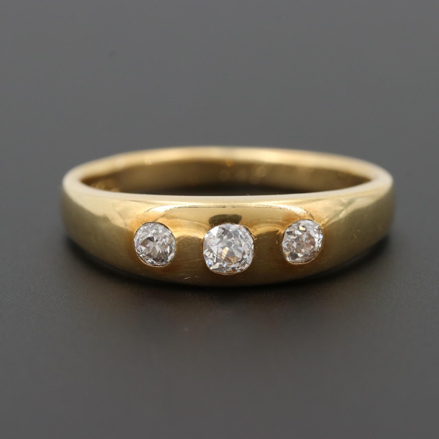 Late Victorian 18K Yellow Gold Diamond Tapered Band