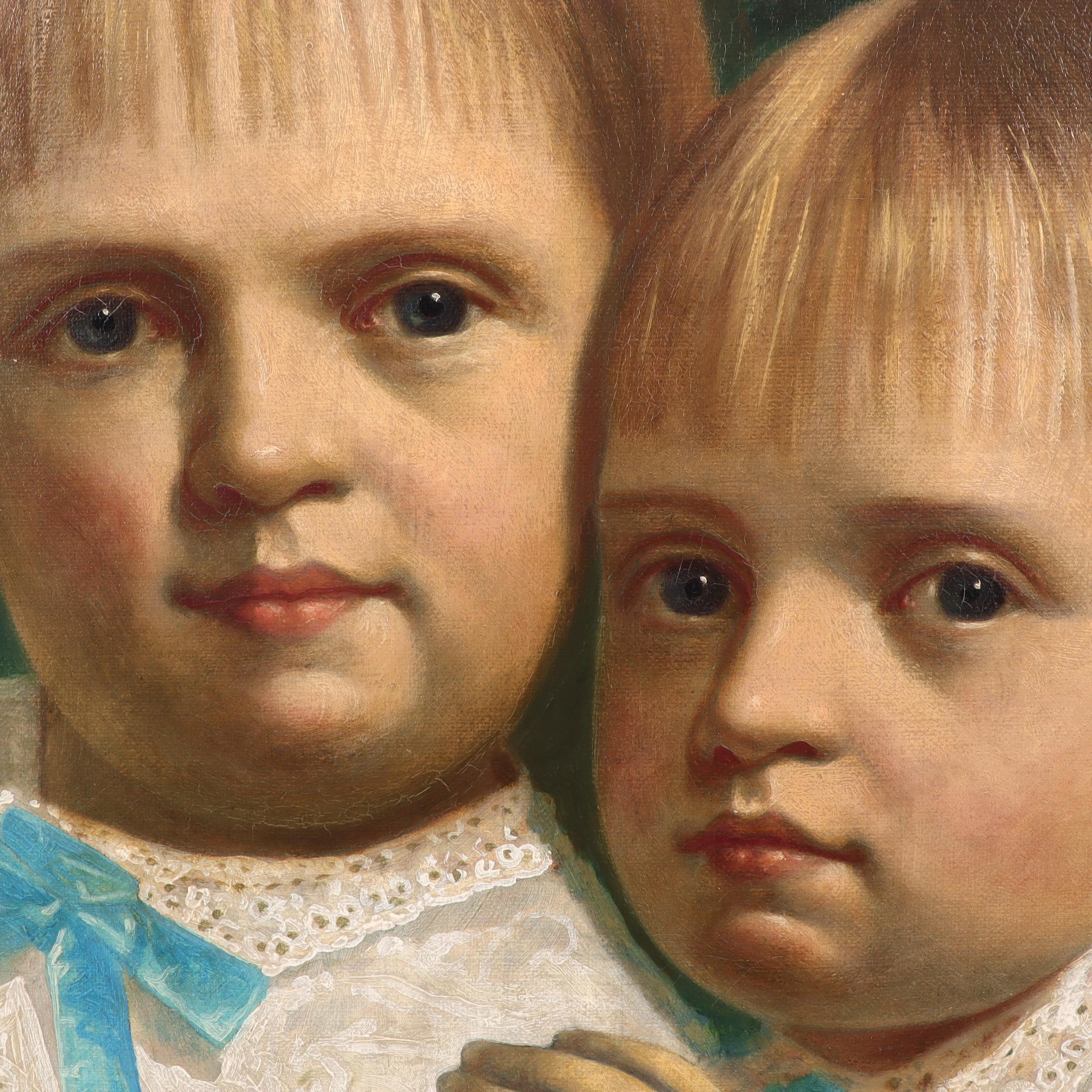 John Antrobus 1885 Children's Double Portrait Oil Painting