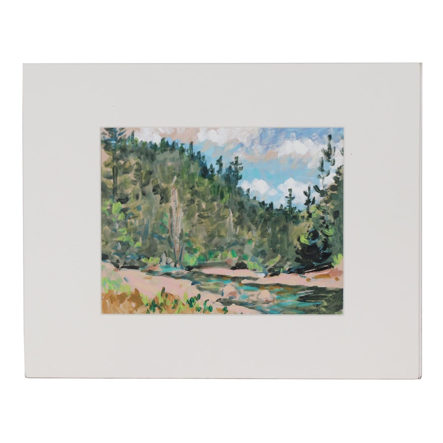 R. Owen Forest Landscape Acrylic Painting