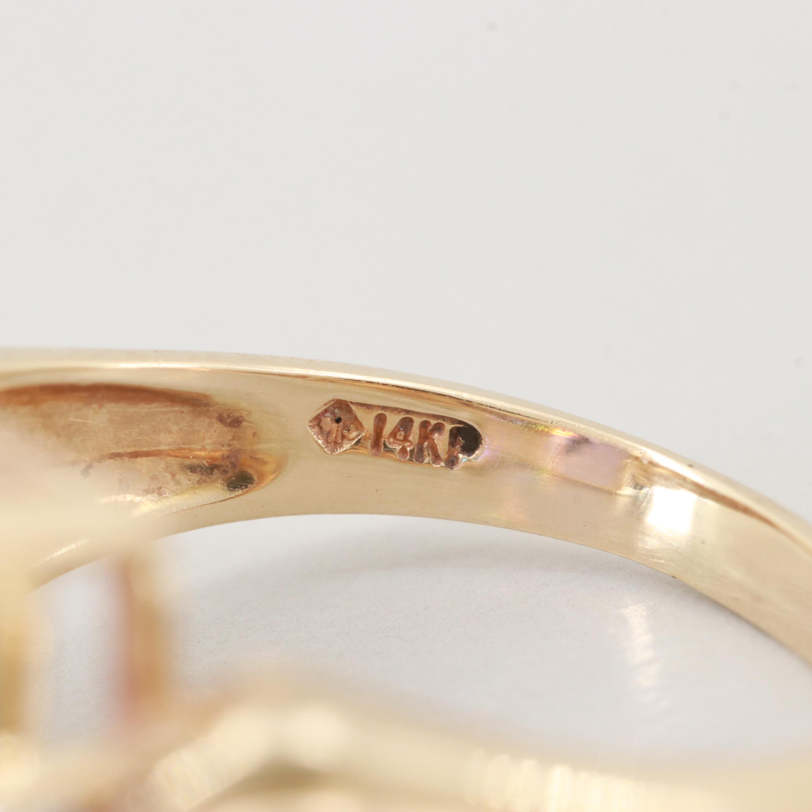 14K Yellow Gold Amethyst and Diamond Ring