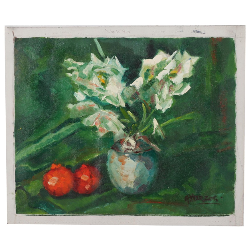 A. Herzog Floral Still Life Oil Painting