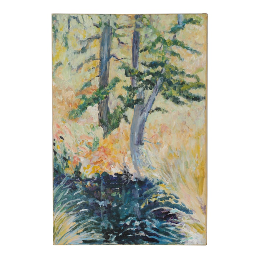 Expressionist Style Oil Painting of Trees