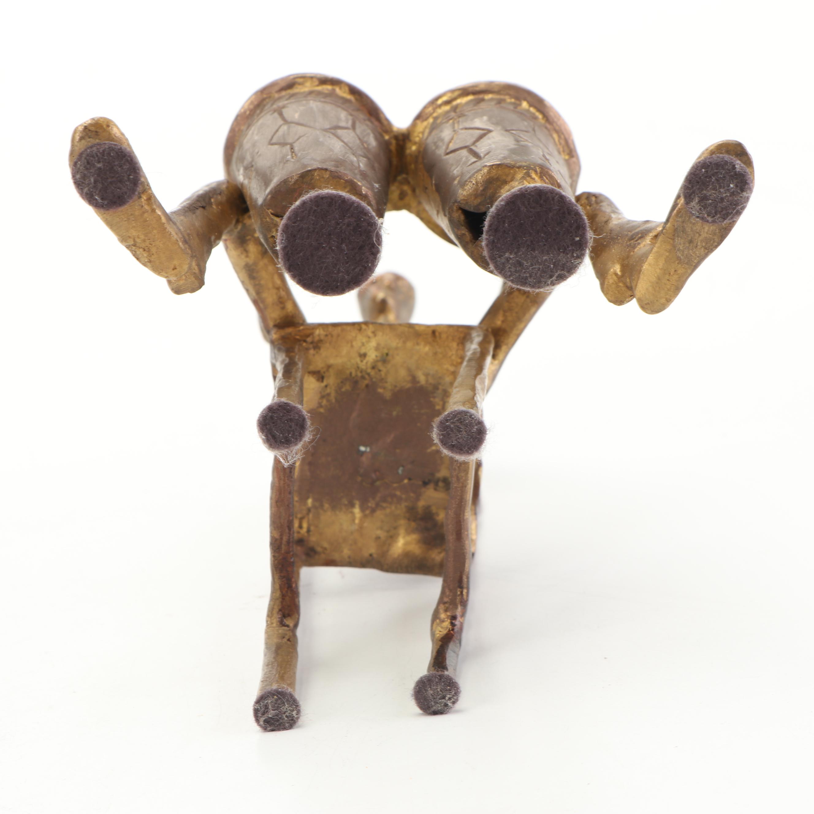 Modernist Style Figural Conga Player Brass Sculpture