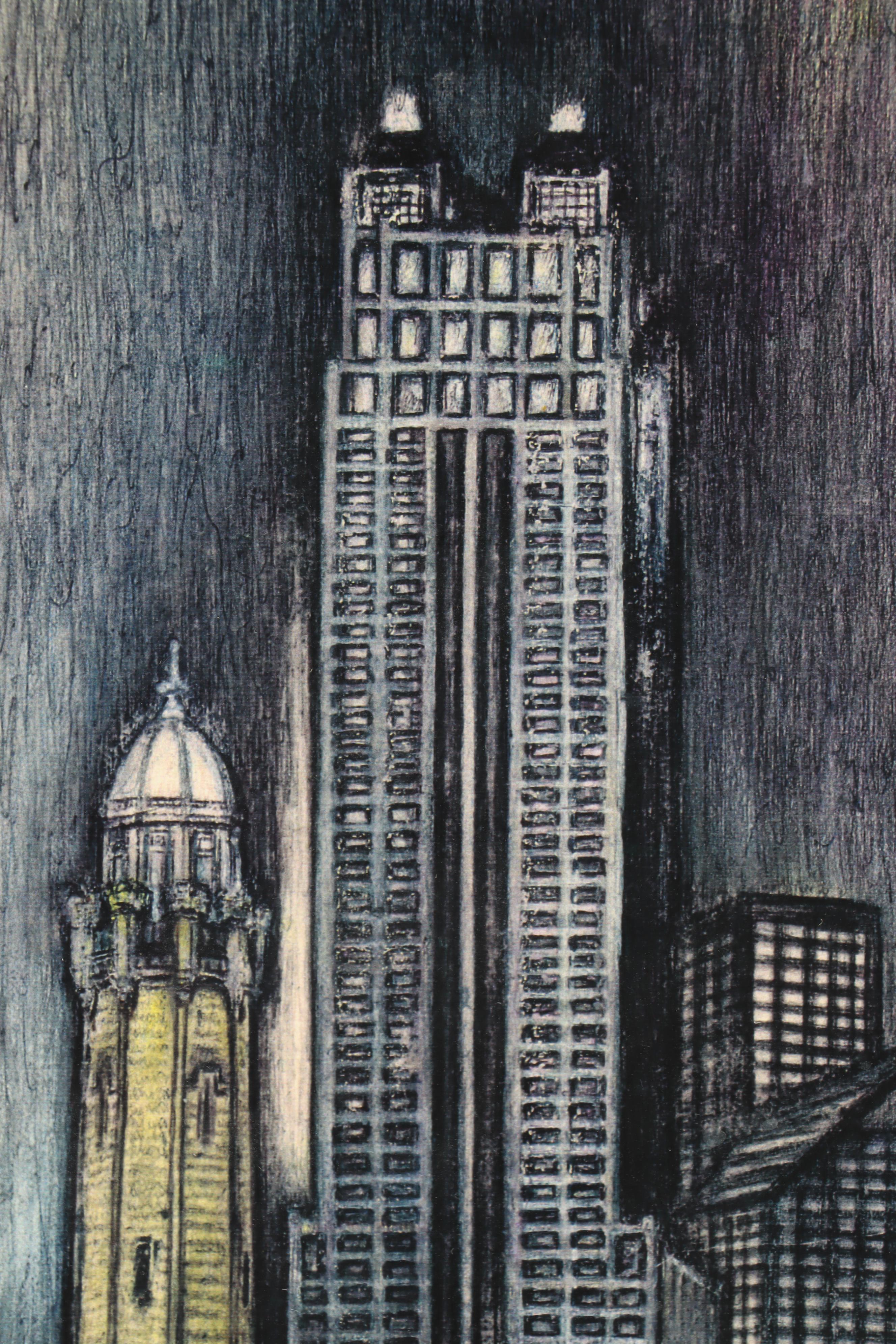 Ken Moriarty Photomechanical Print "Chicago and Michigan Ave View"