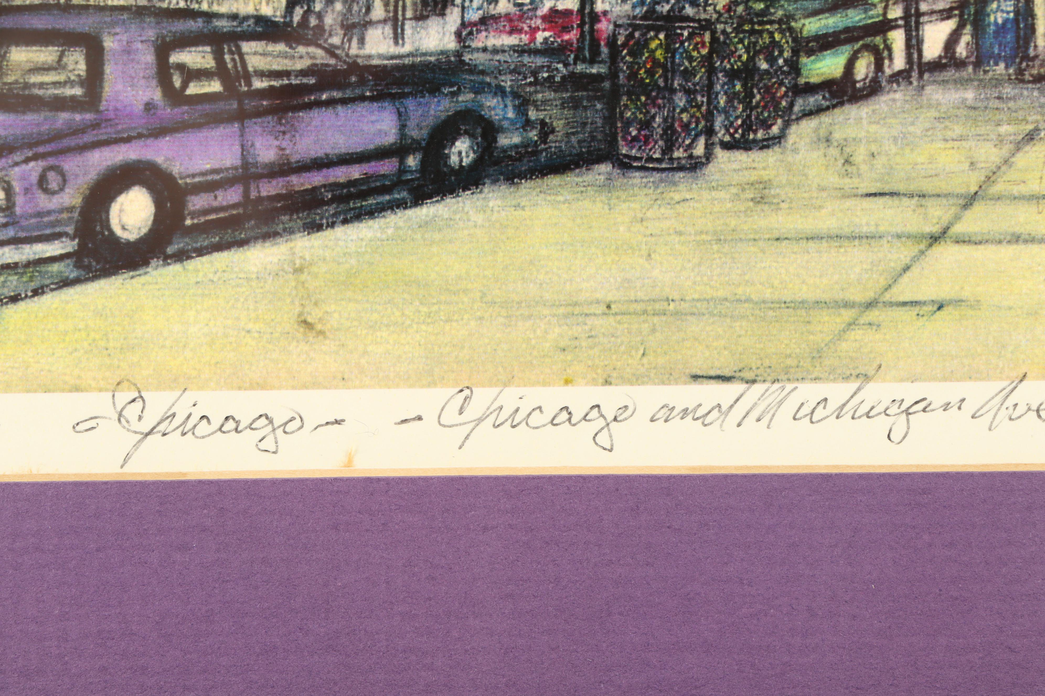 Ken Moriarty Photomechanical Print "Chicago and Michigan Ave View"