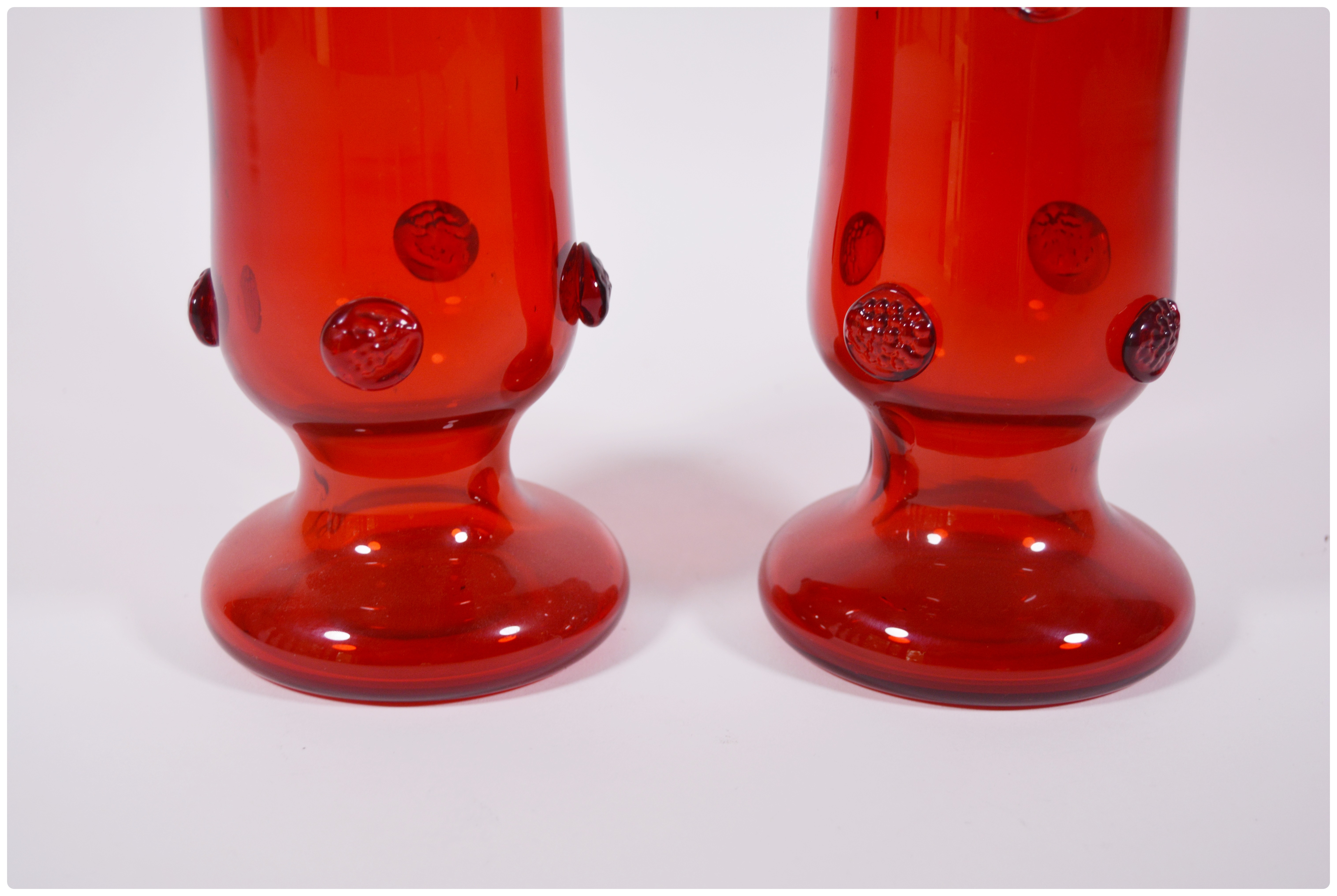 Red Art Glass Vases