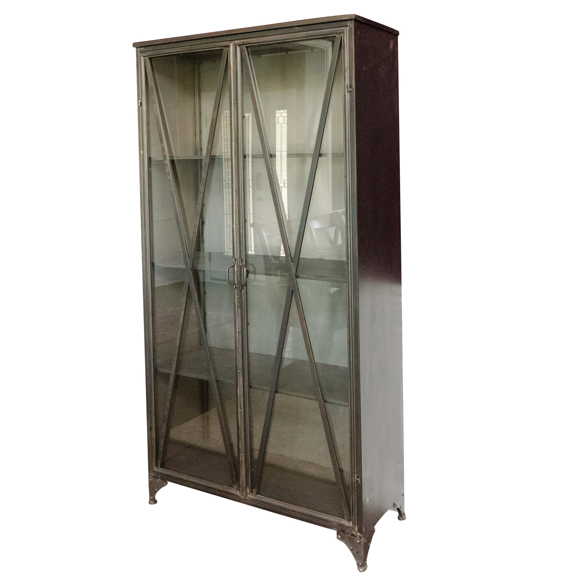 Mercana Metal and Glass Industrial Style Display Cabinets