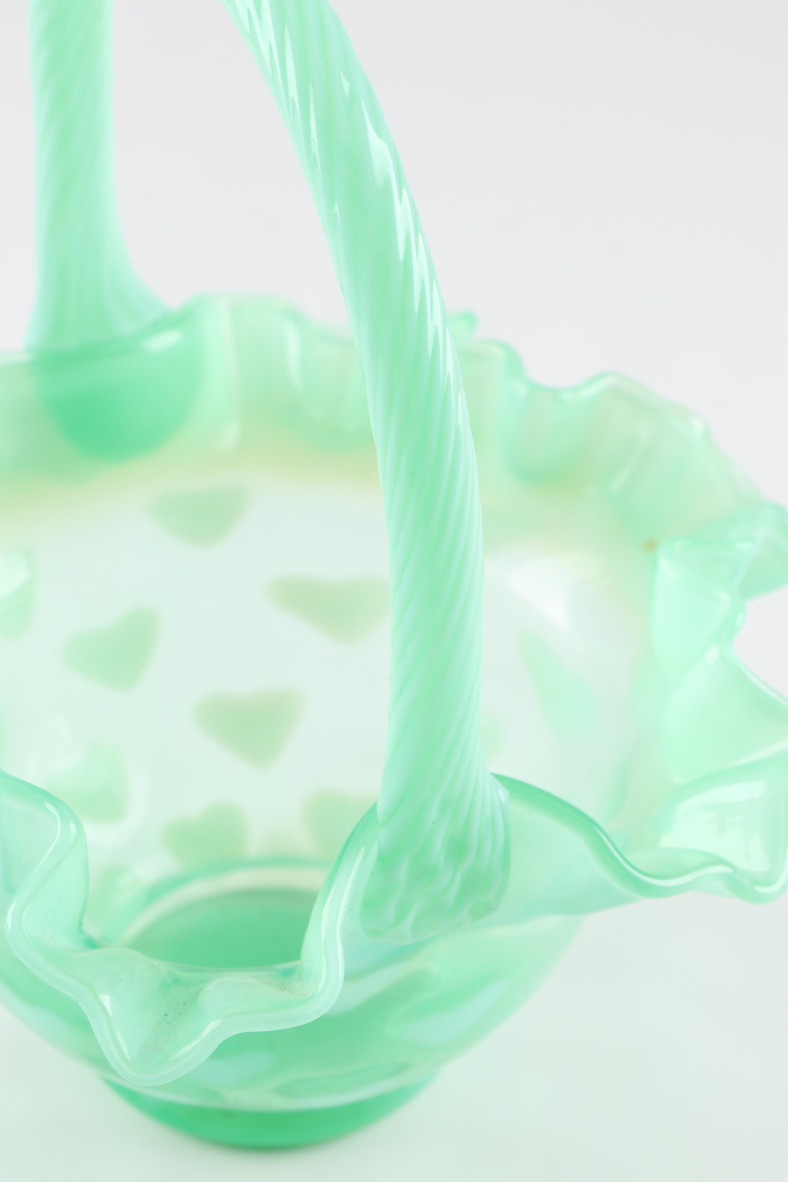 Fenton Hand Painted and Heart Decorative Glass Baskets