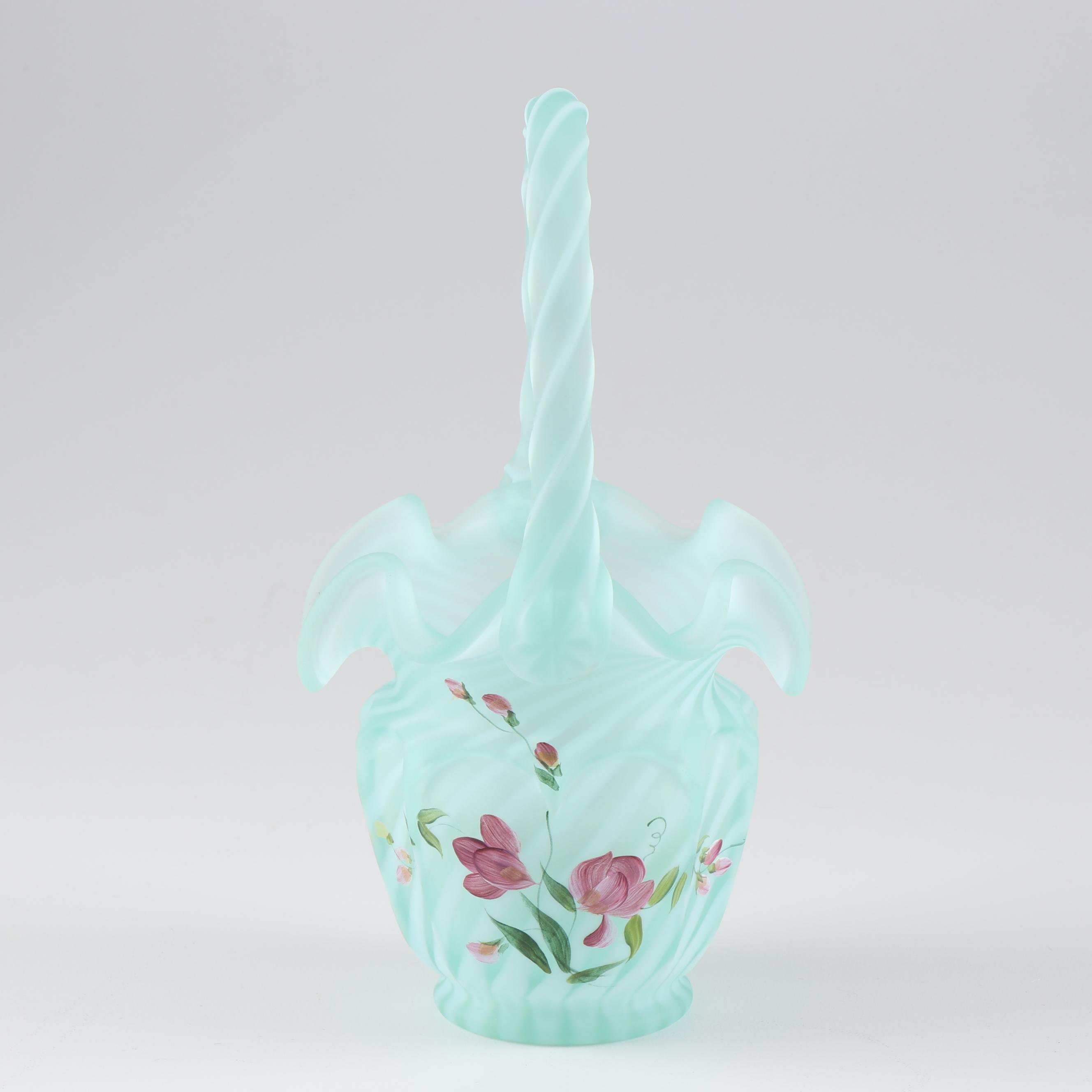 Fenton Hand Painted and Heart Decorative Glass Baskets