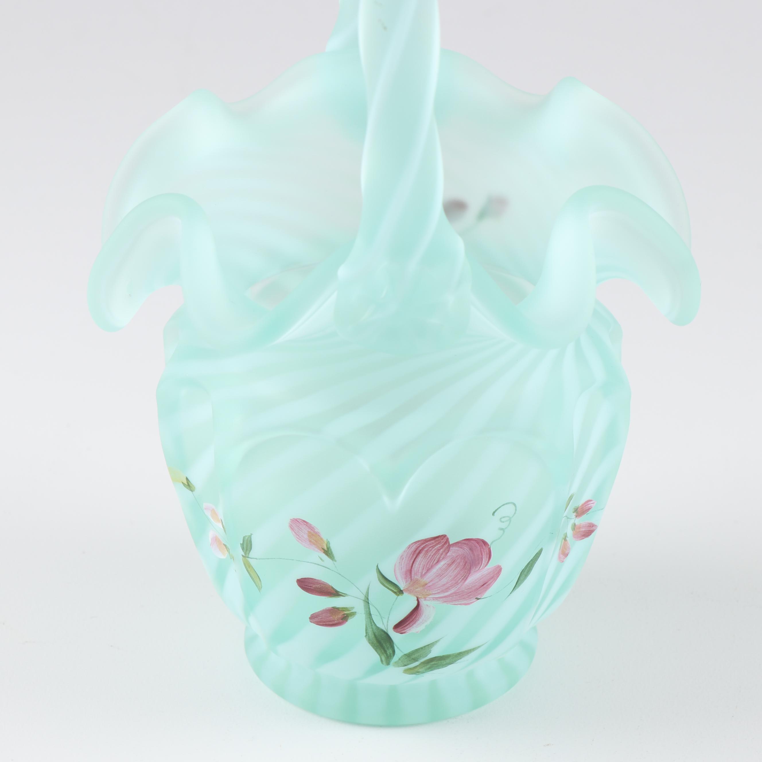 Fenton Hand Painted and Heart Decorative Glass Baskets